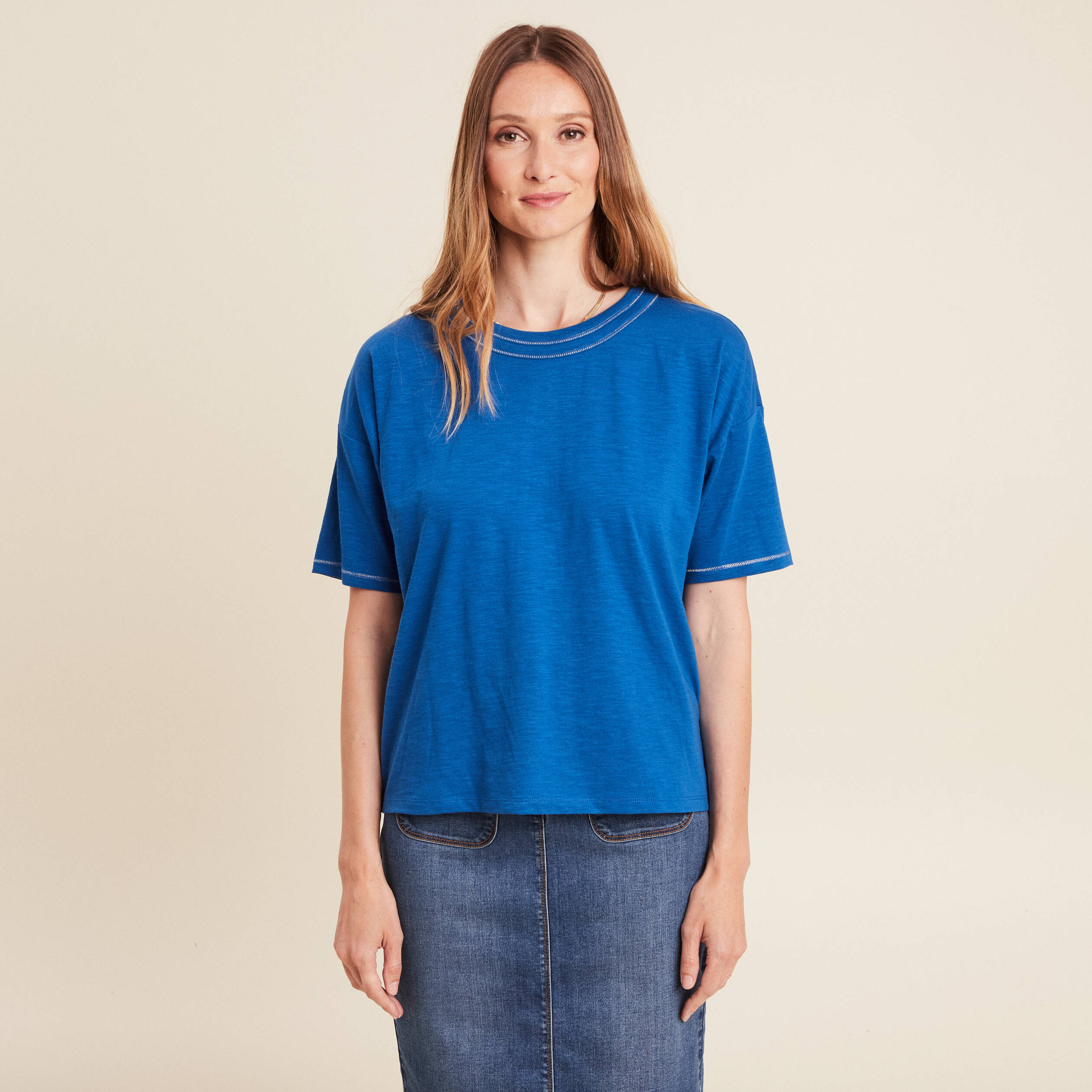 t shirt manches courtes bleu femme T-shirt manches courtes bleu femme