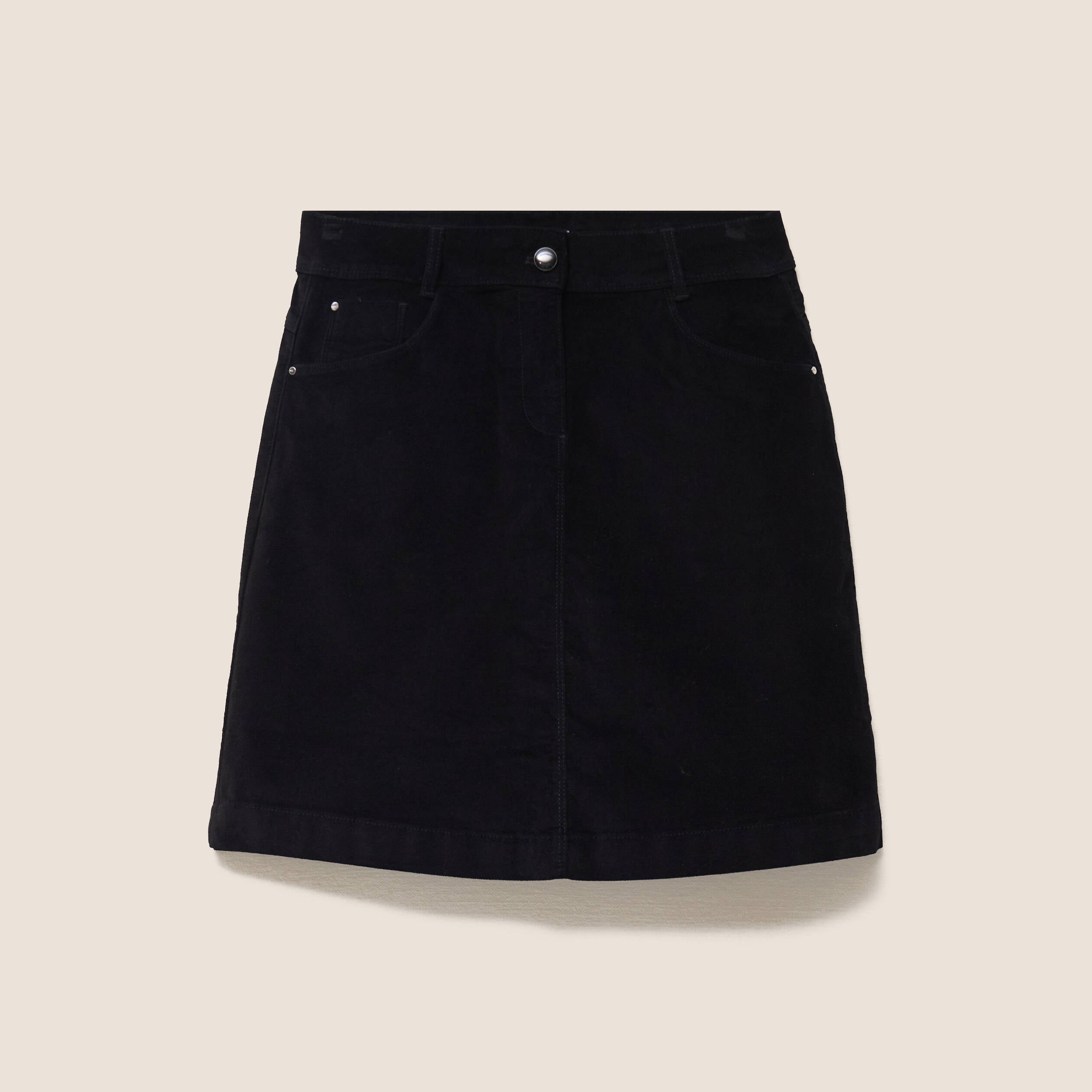 Jupe courte trap&egrave;ze en velours noir femme