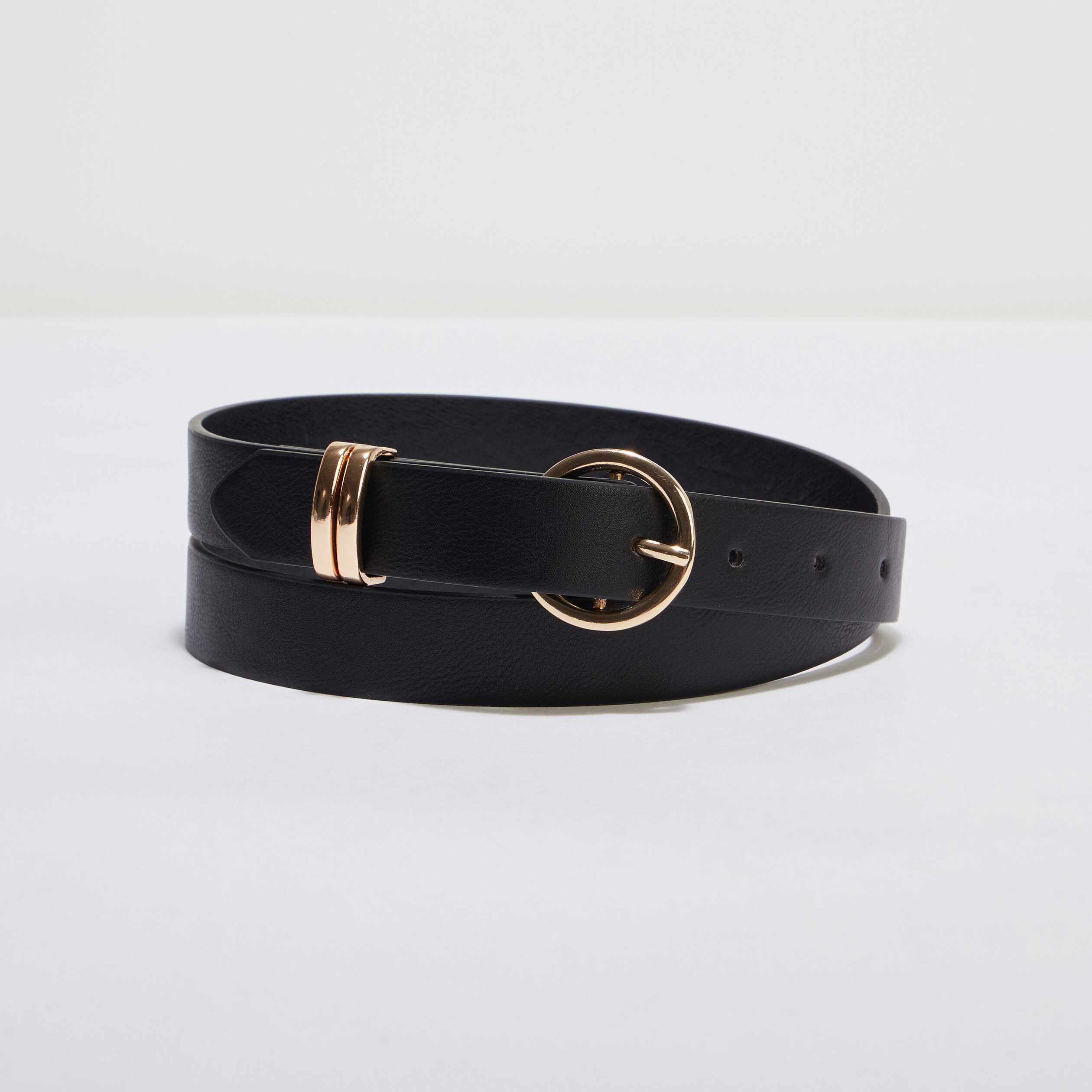 Ceinture passants métal noir femme