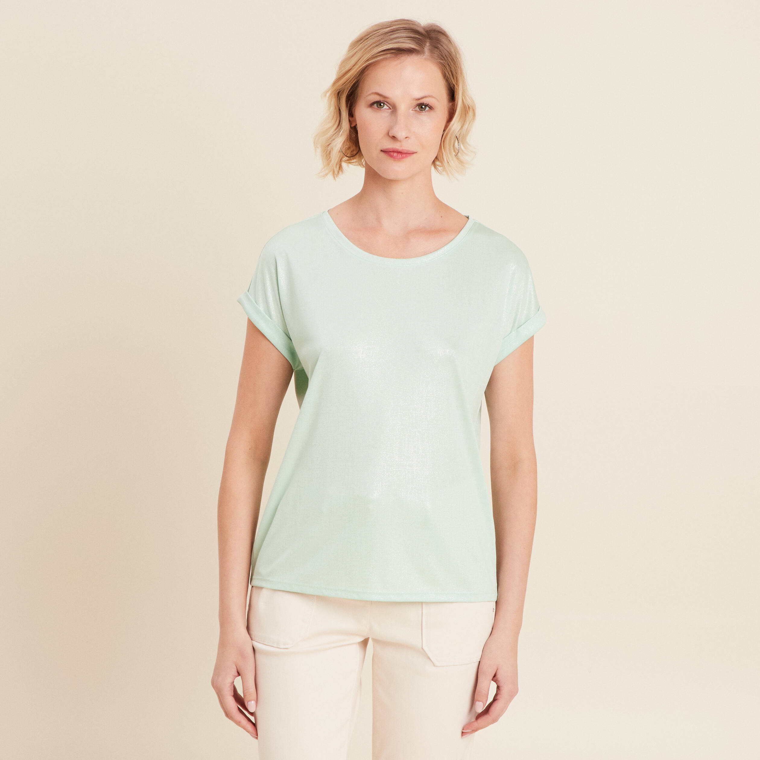 t shirt manches courtes vert clair femme T-shirt manches courtes vert clair femme