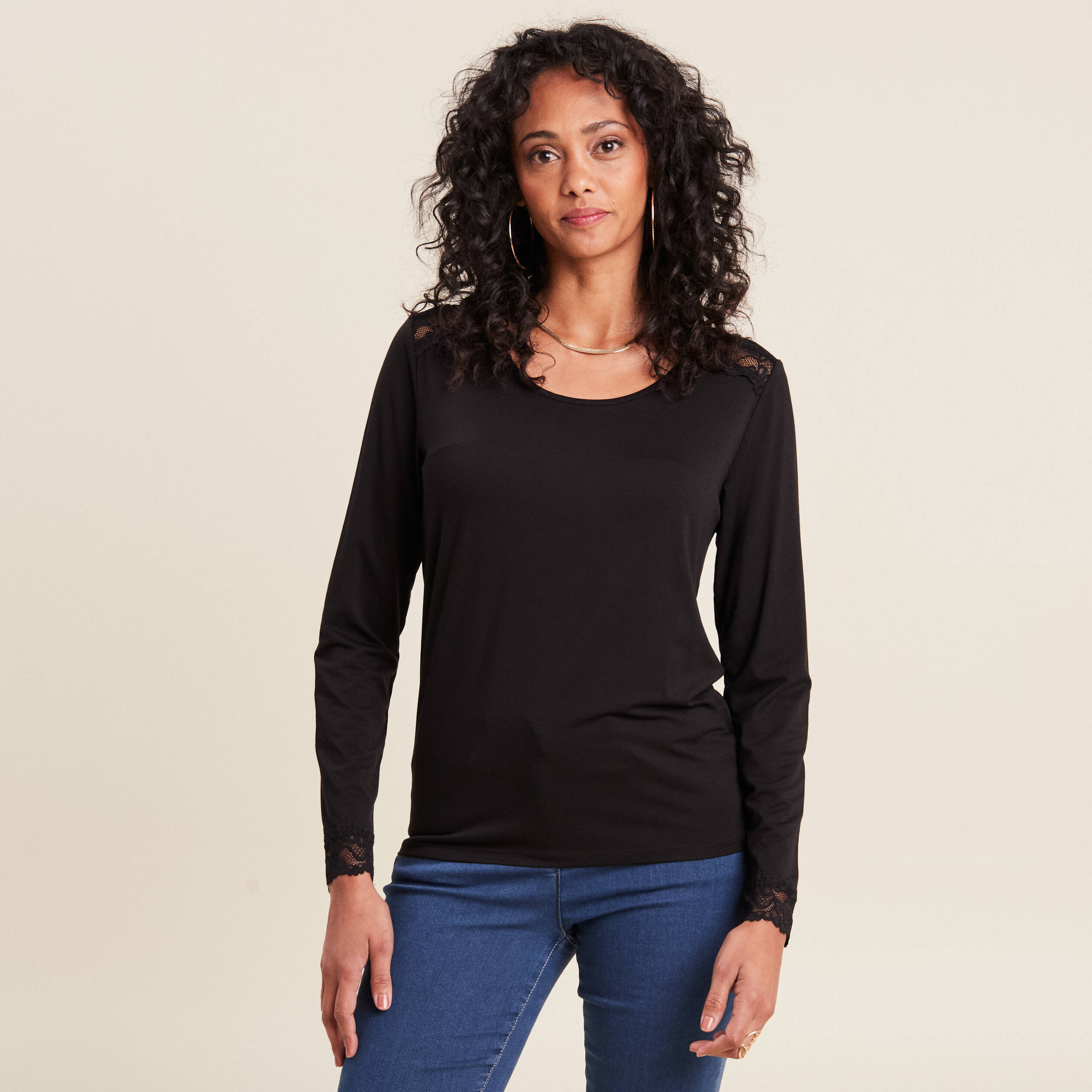 t shirt thermo douceur manches longues noir femme T-shirt thermo-douceur manches longues noir femme
