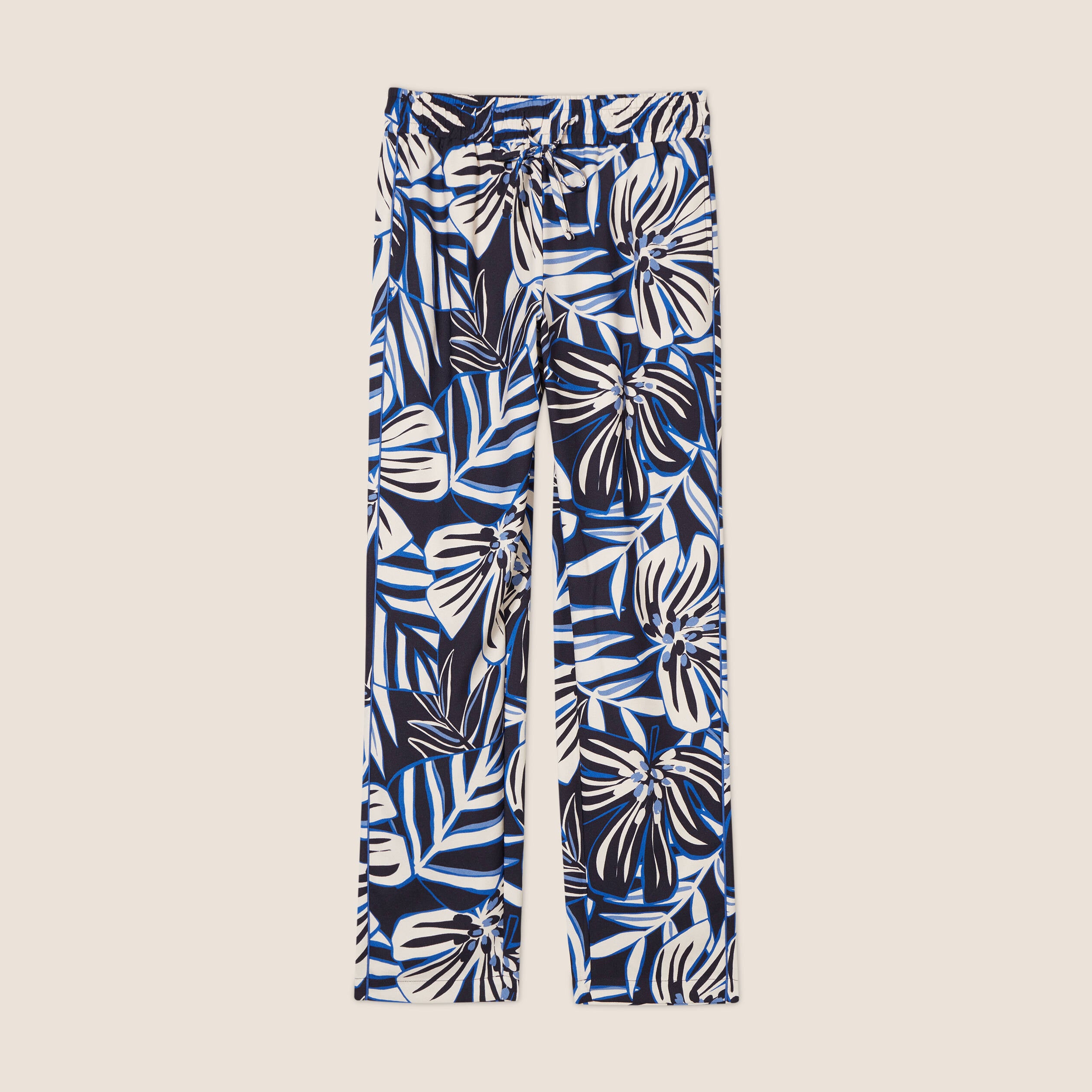 Pantalon carotte fluide 7/8&egrave;me bleu femme