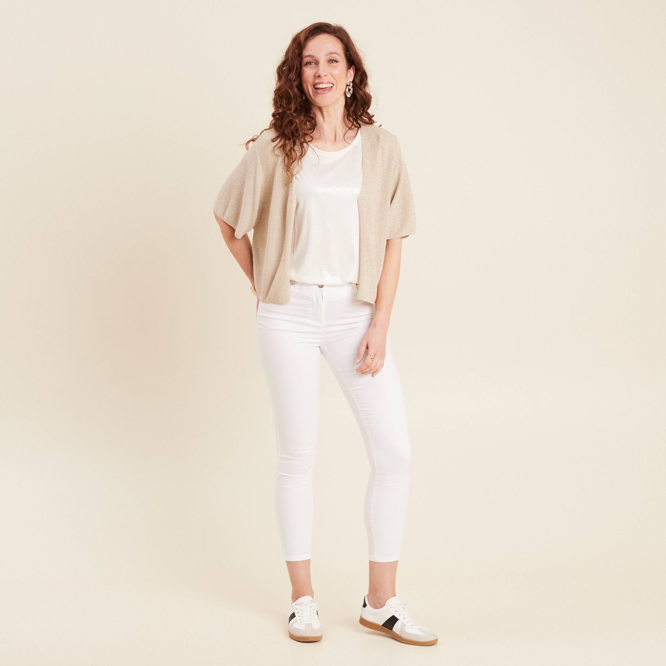 pantalon ajuste sequins blanc femme Pantalon ajusté sequins blanc femme
