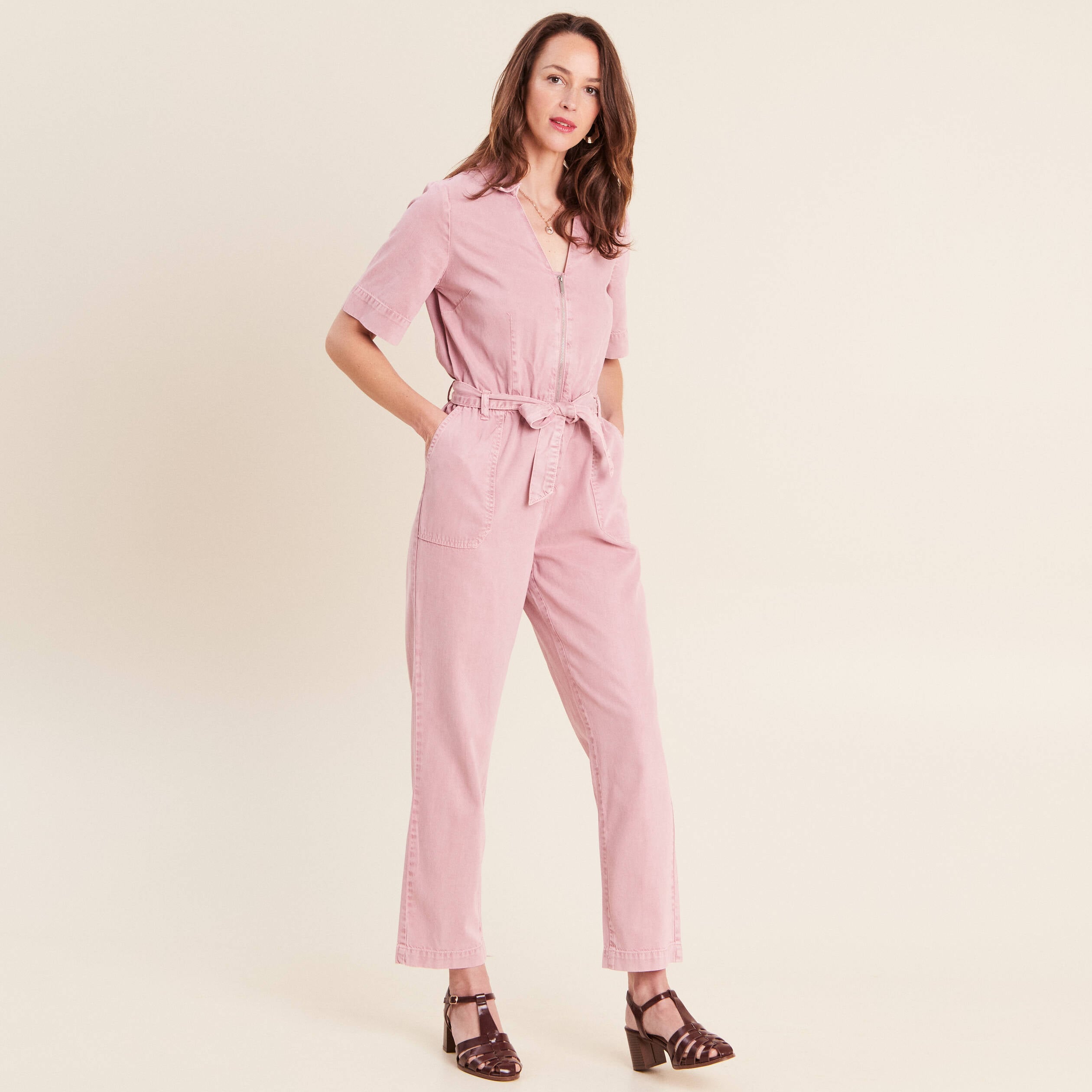 Combinaison fluide rose femme
