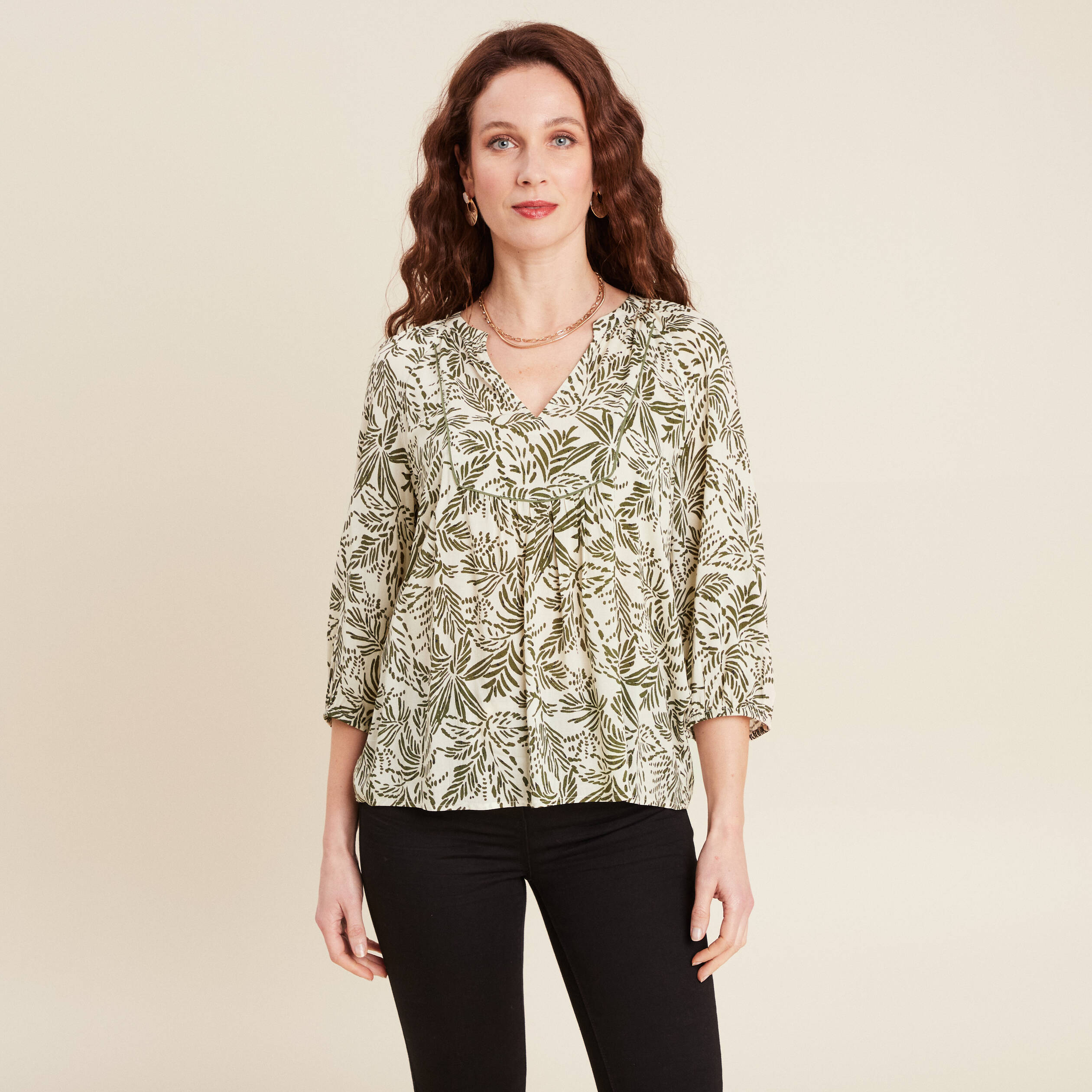 blouse manches 34 ecru femme Blouse manches 3/4 ecru femme
