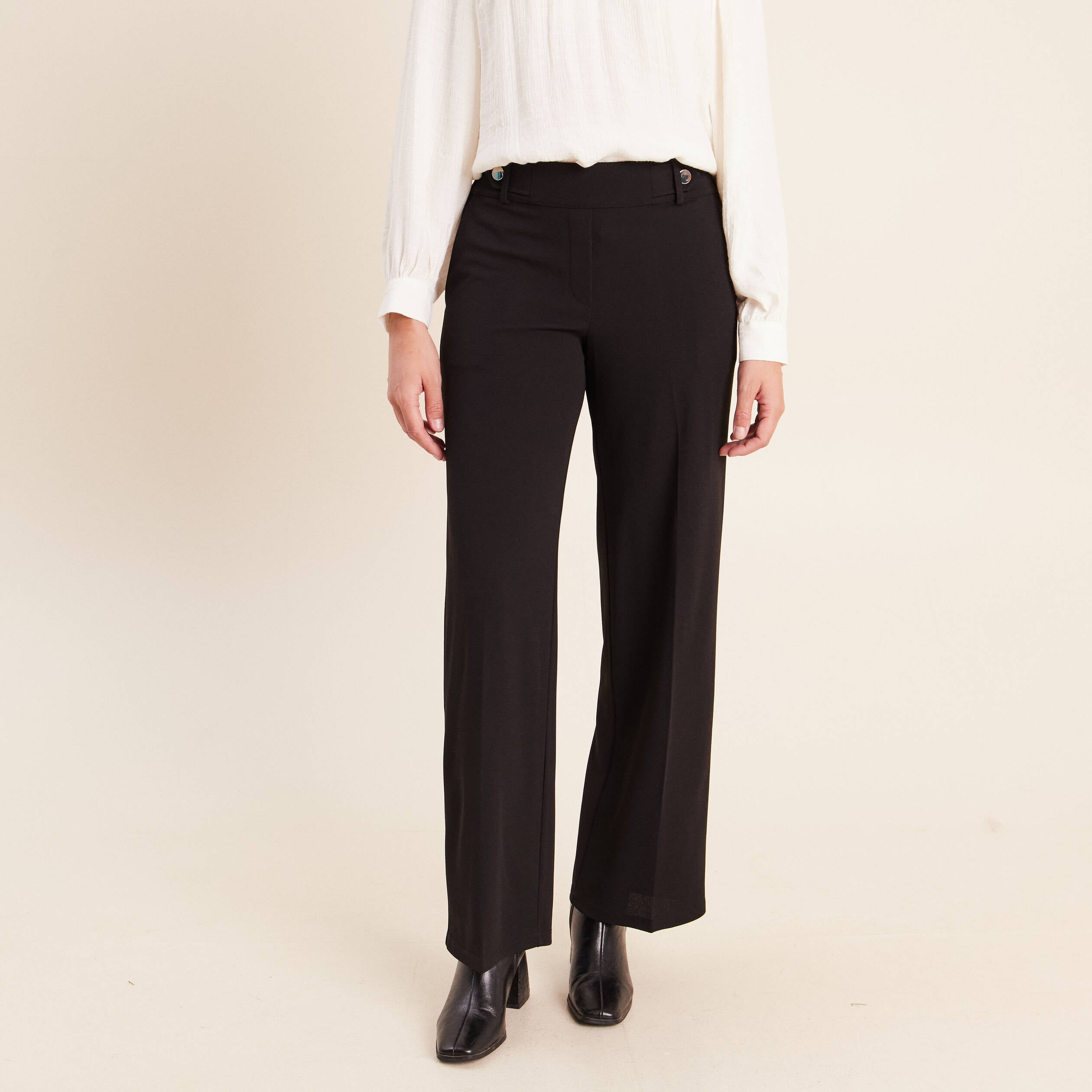 Pantalon taille haute noir femme