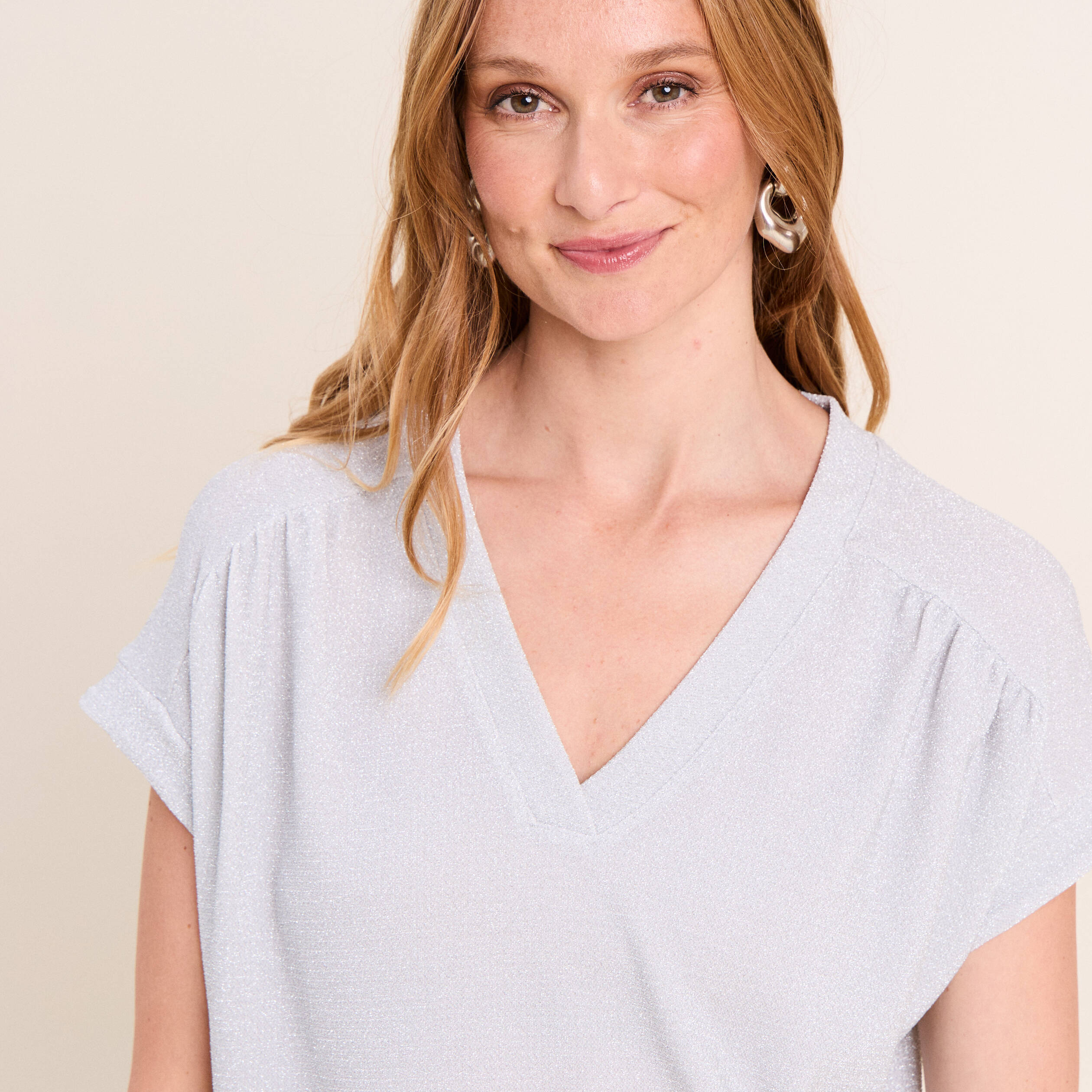 T-shirt manches courtes ecru femme