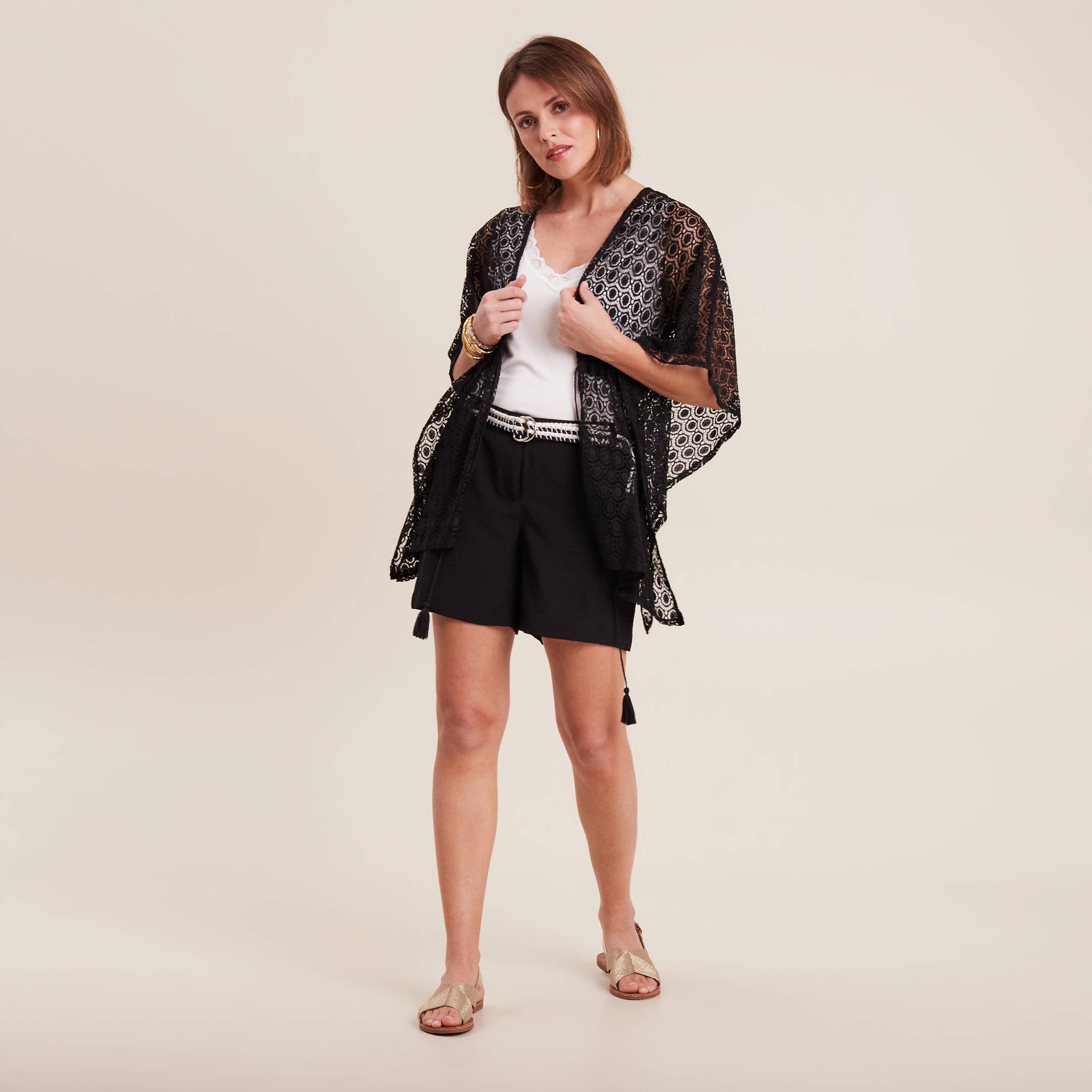 short fluide taille basse noir femme Short fluide taille basse noir femme
