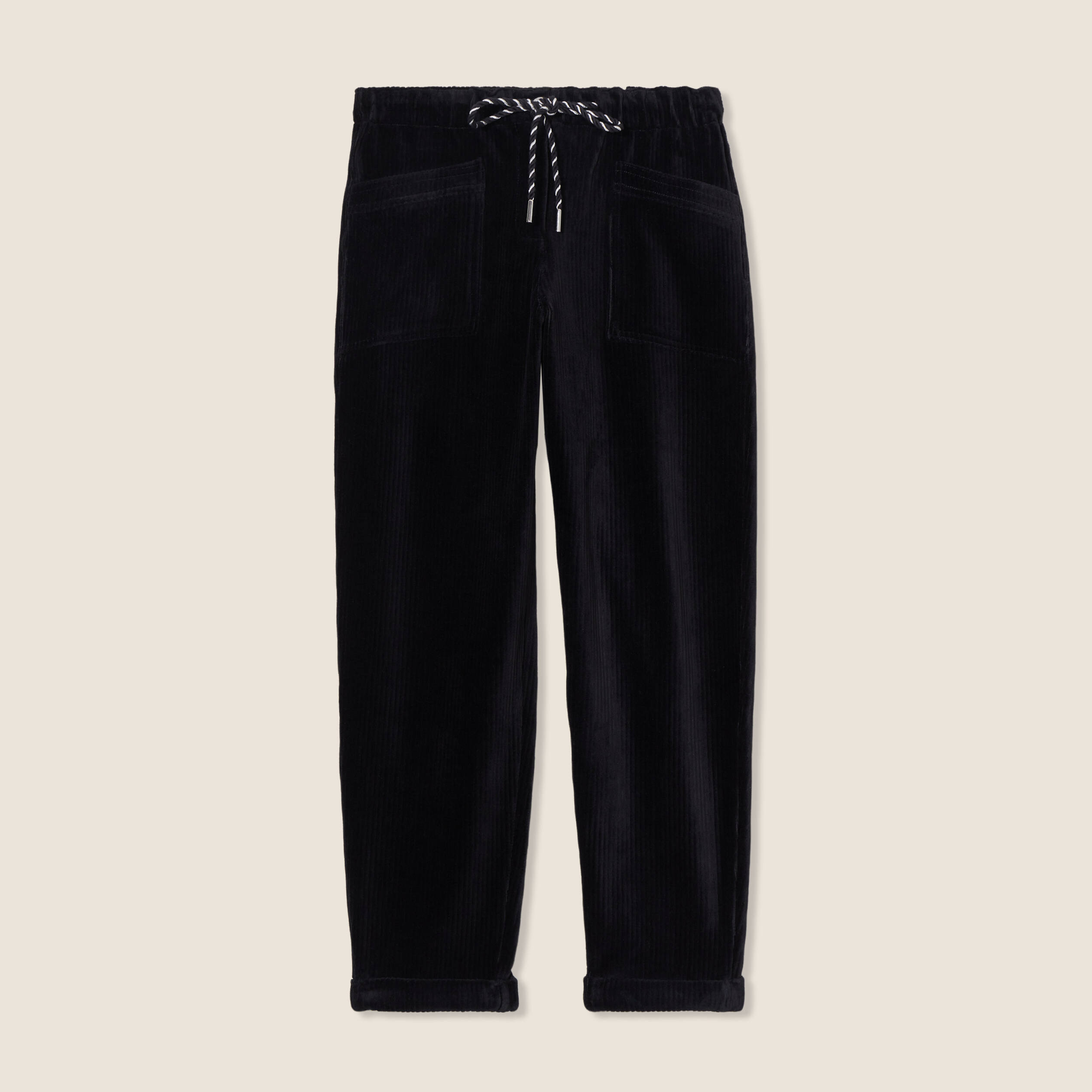 pantalon paperbag velours noir femme Pantalon paperbag velours noir femme