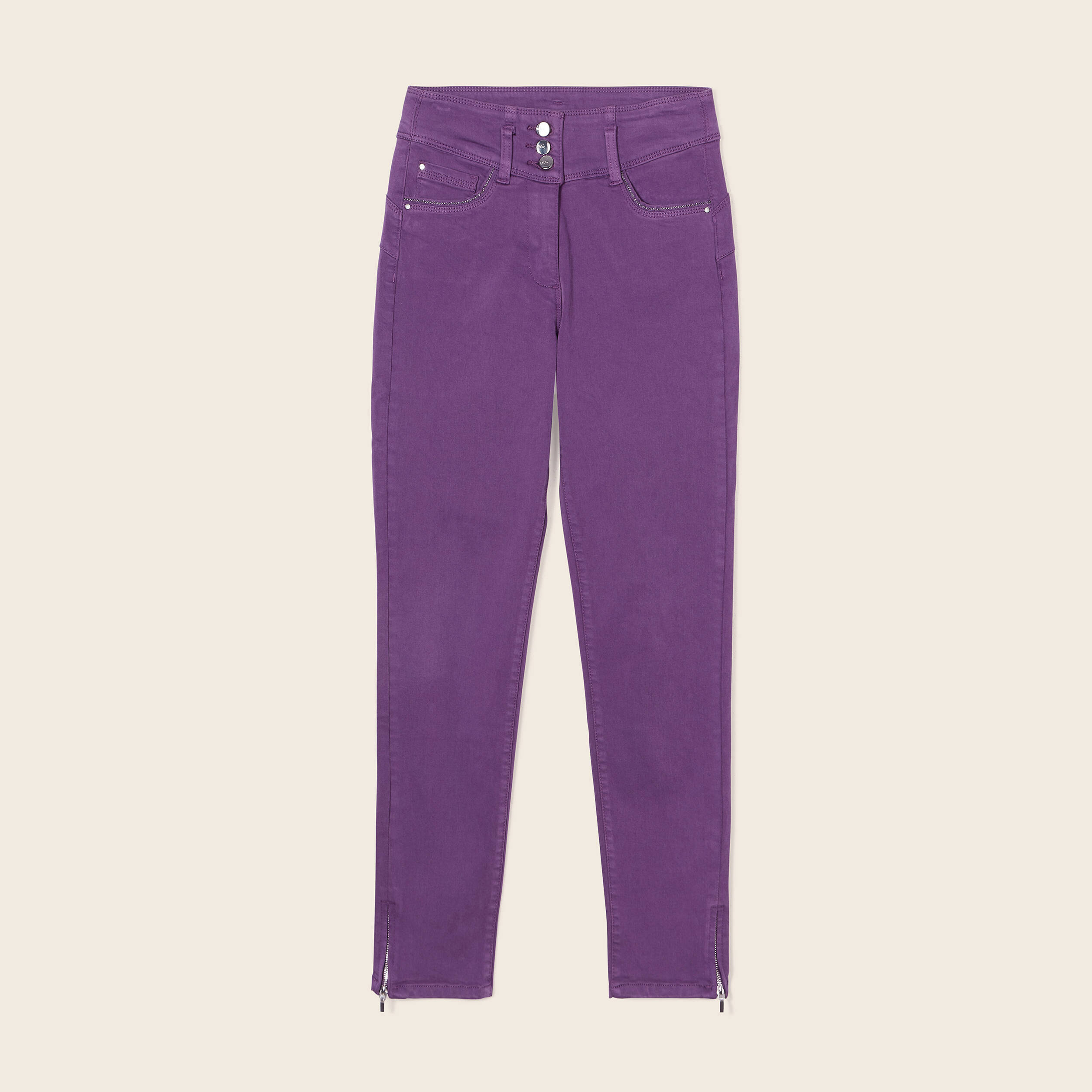 jean ajuste 78eme violet fonce femme Jean ajusté 7/8ème violet foncé femme