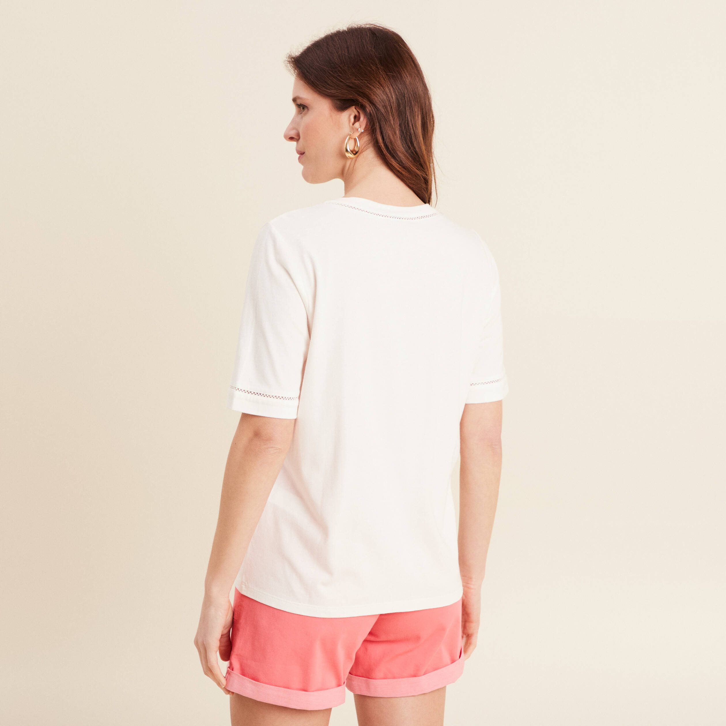 t shirt manches courtes ecru femme T-shirt manches courtes ecru femme