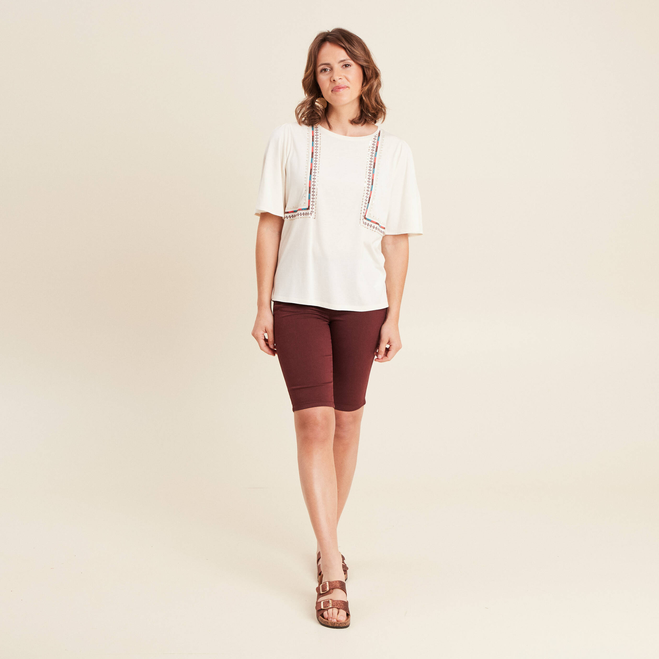 Bermuda magique Le L&eacute;ger bordeaux femme