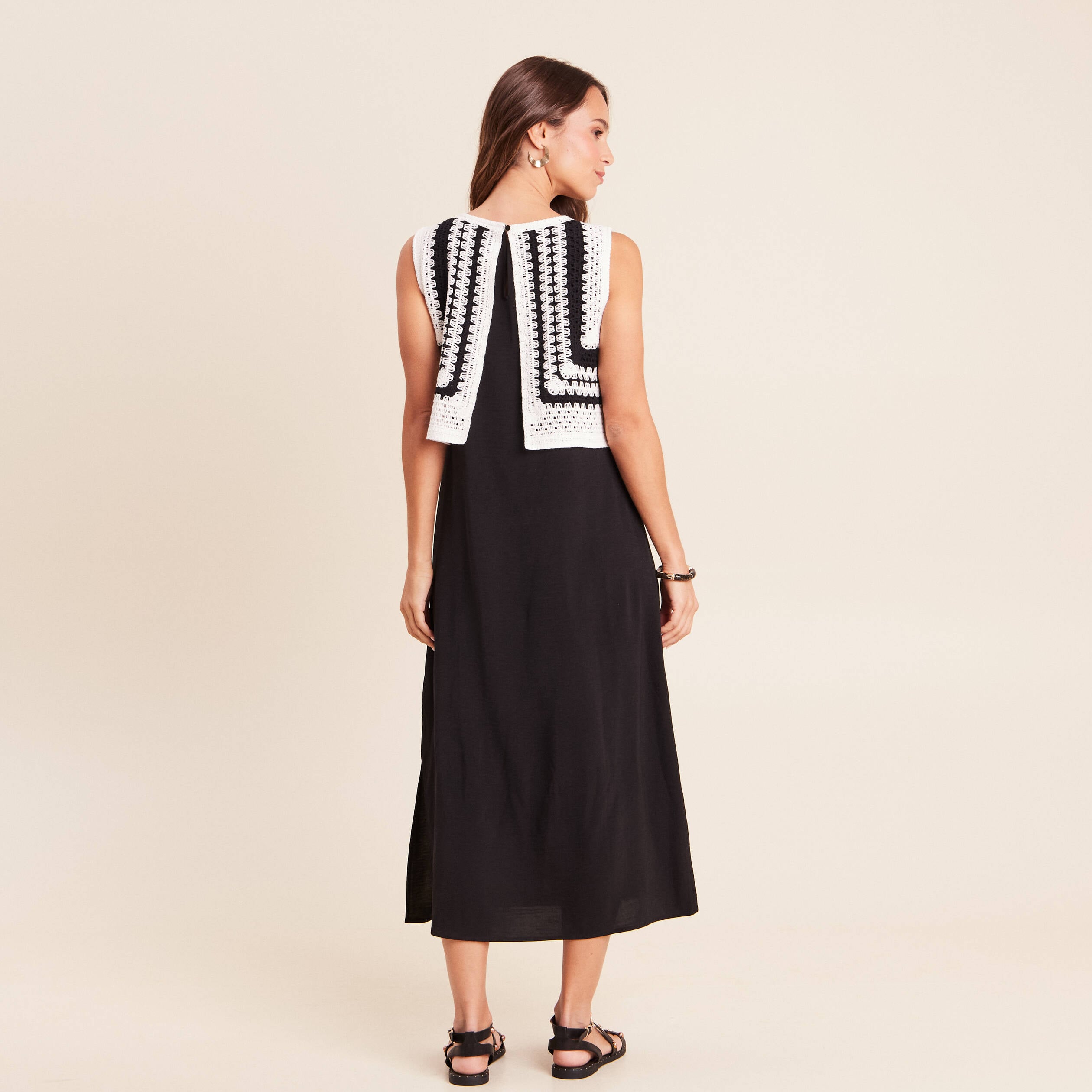 Robe avec haut crochet noir femme