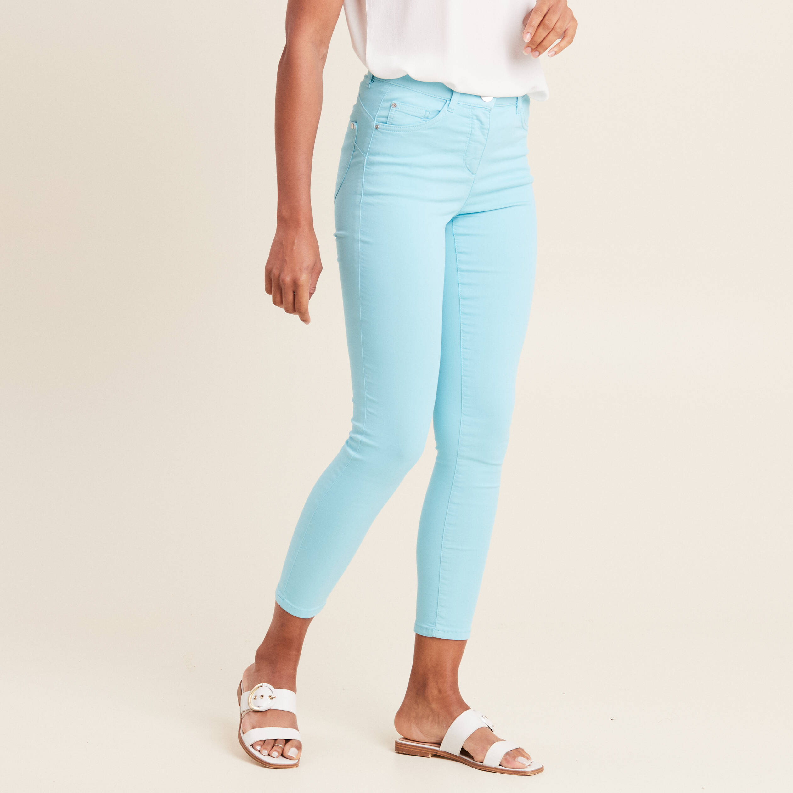 pantalon leger taille standard 78eme bleu femme Pantalon léger taille standard 7/8ème bleu femme