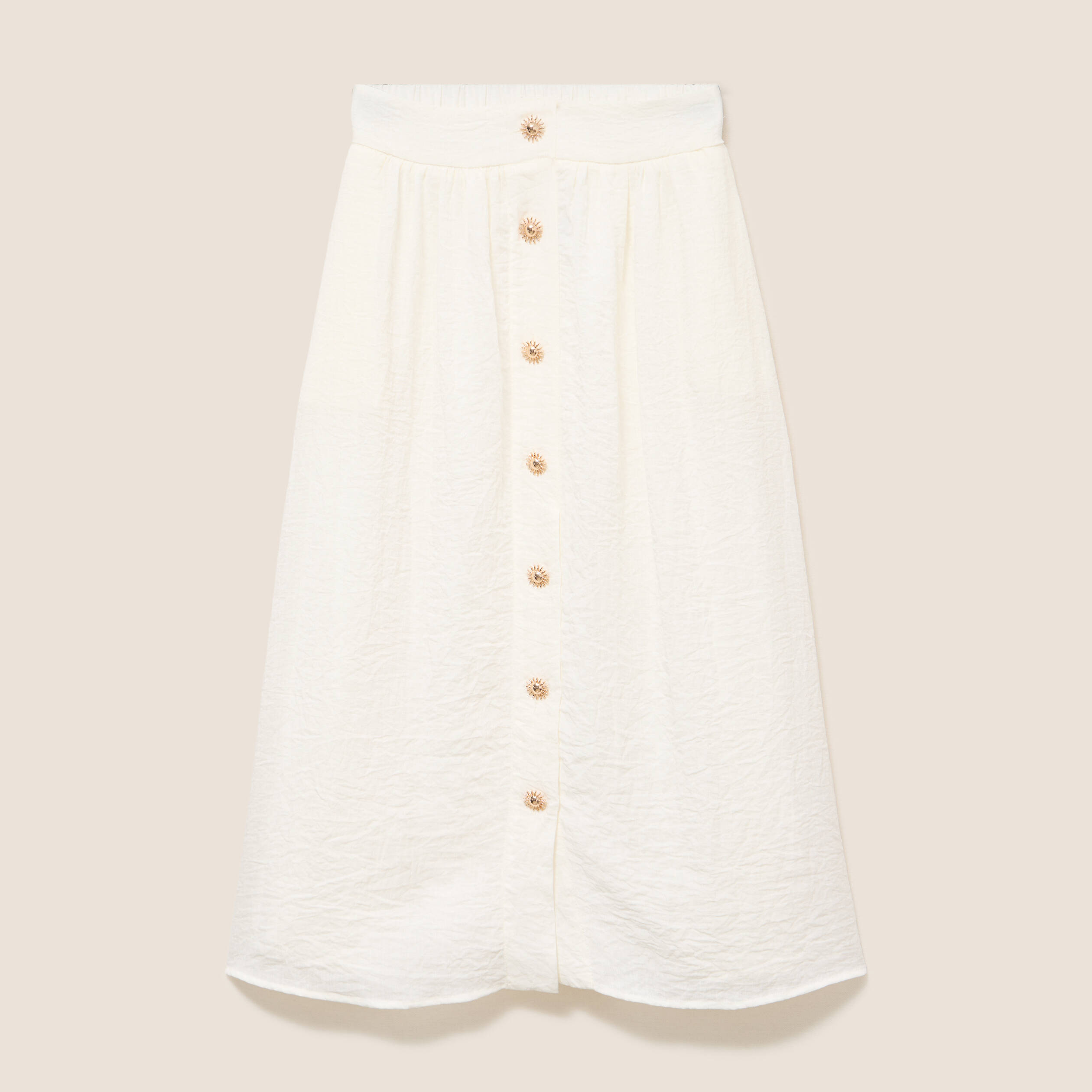 Jupe pliss&eacute;e taille haute doubl&eacute;e ecru femme