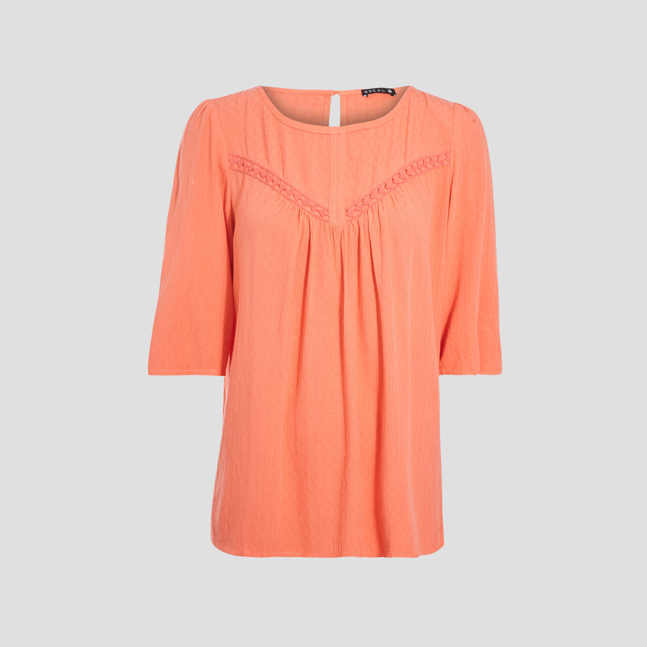 blouse manches 34 orange clair femme Blouse manches 3/4 orange clair femme