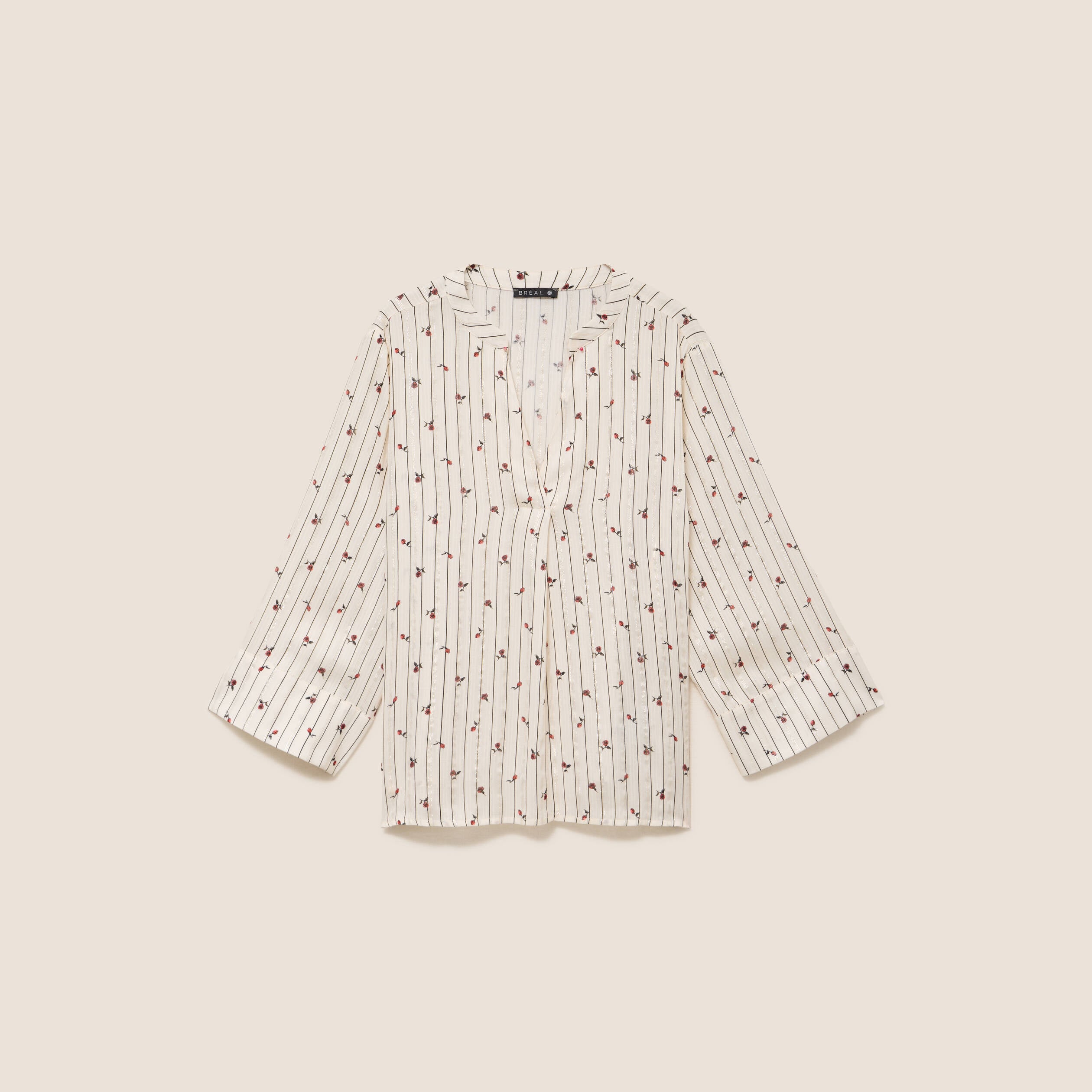 Blouse fluide col v manches longues bordeaux femme