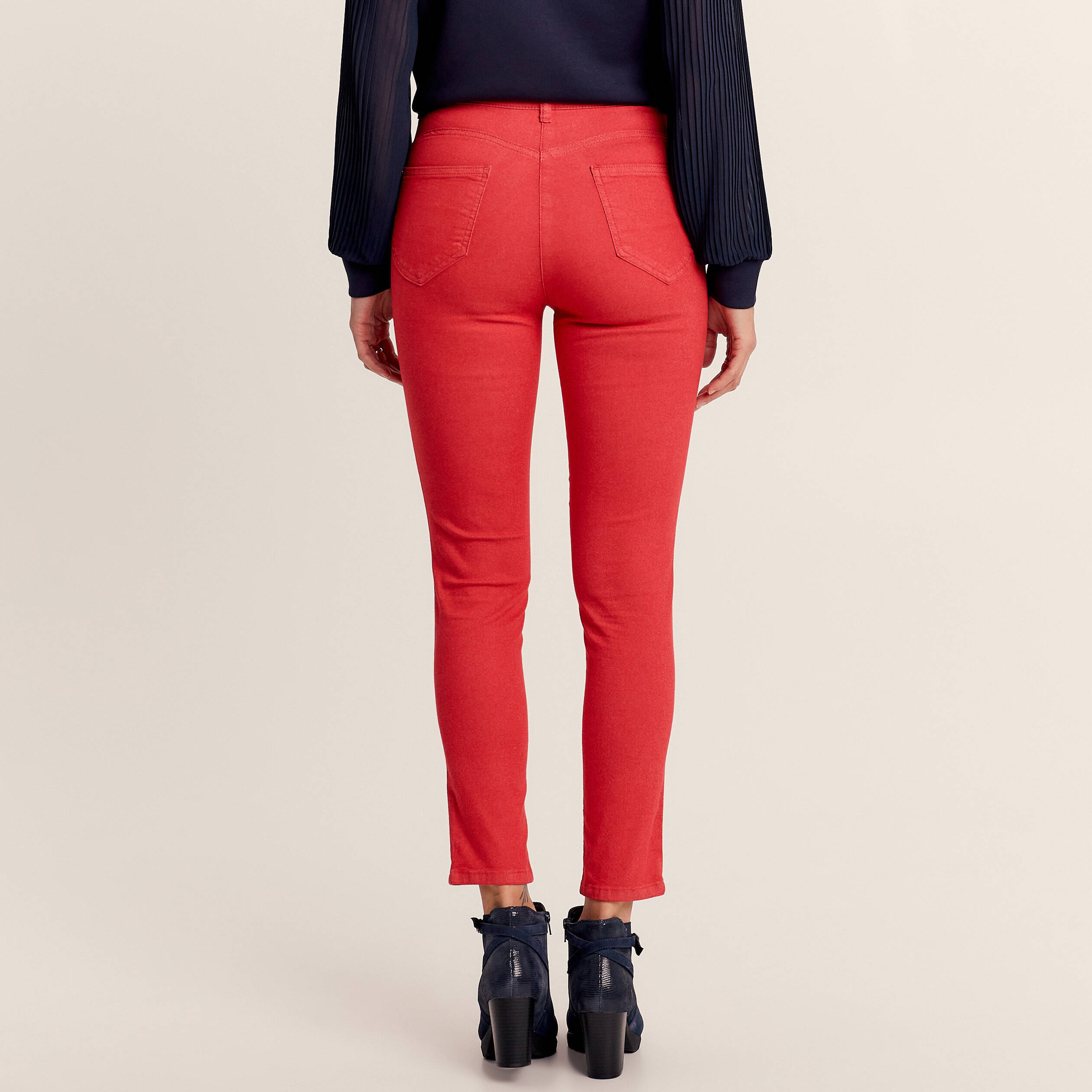 Pantalon léger taille standard 7/8ème rouge femme