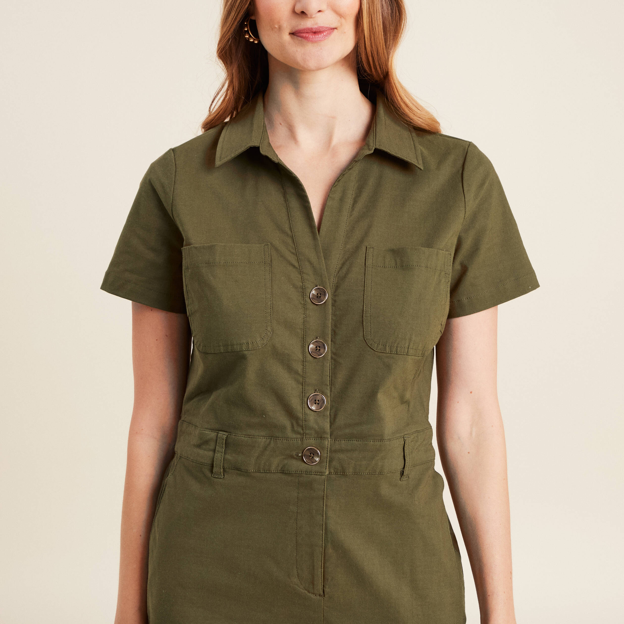 robe ajustee manches courtes vert olive femme Robe ajustée manches courtes vert olive femme