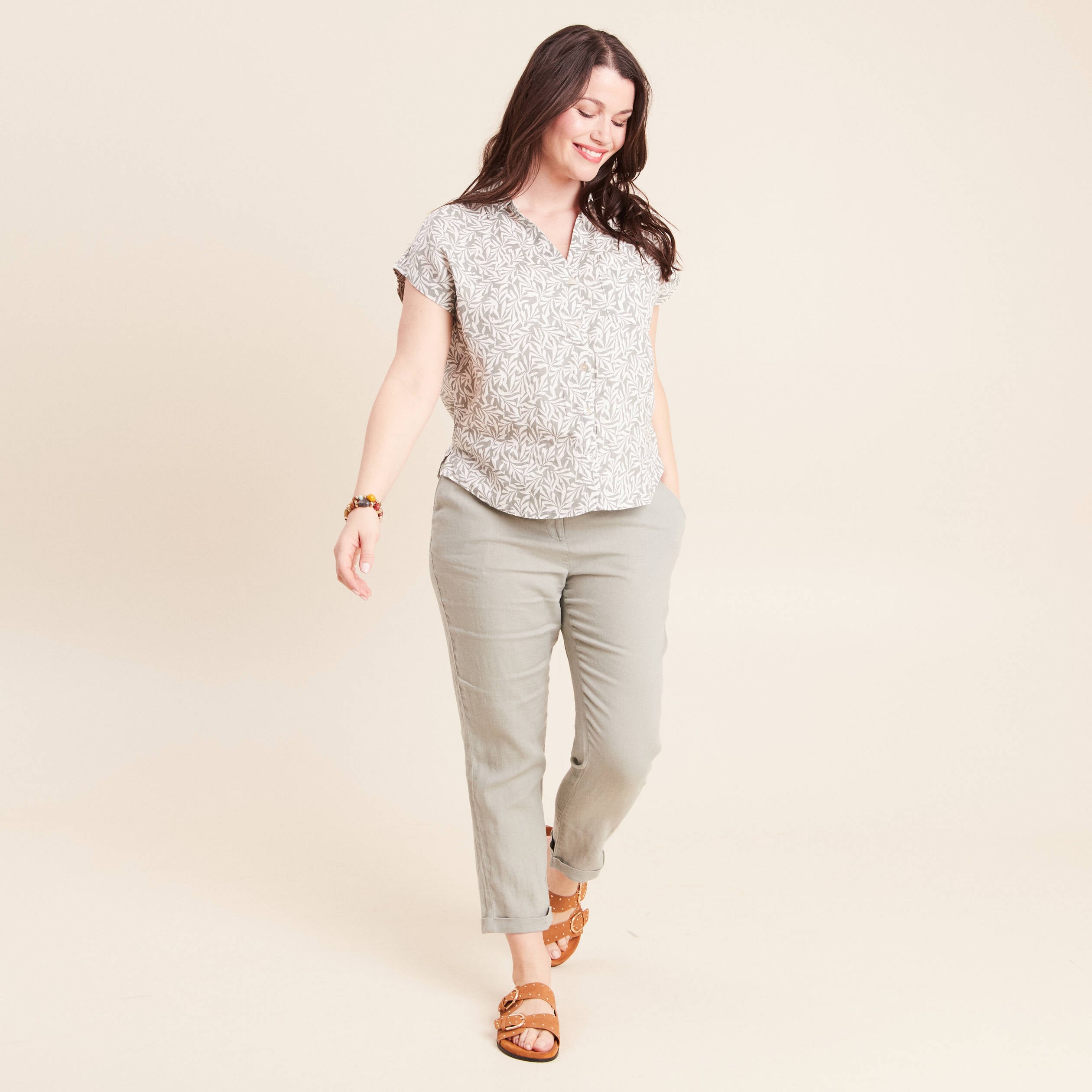 Chemise sans manches vert kaki femme
