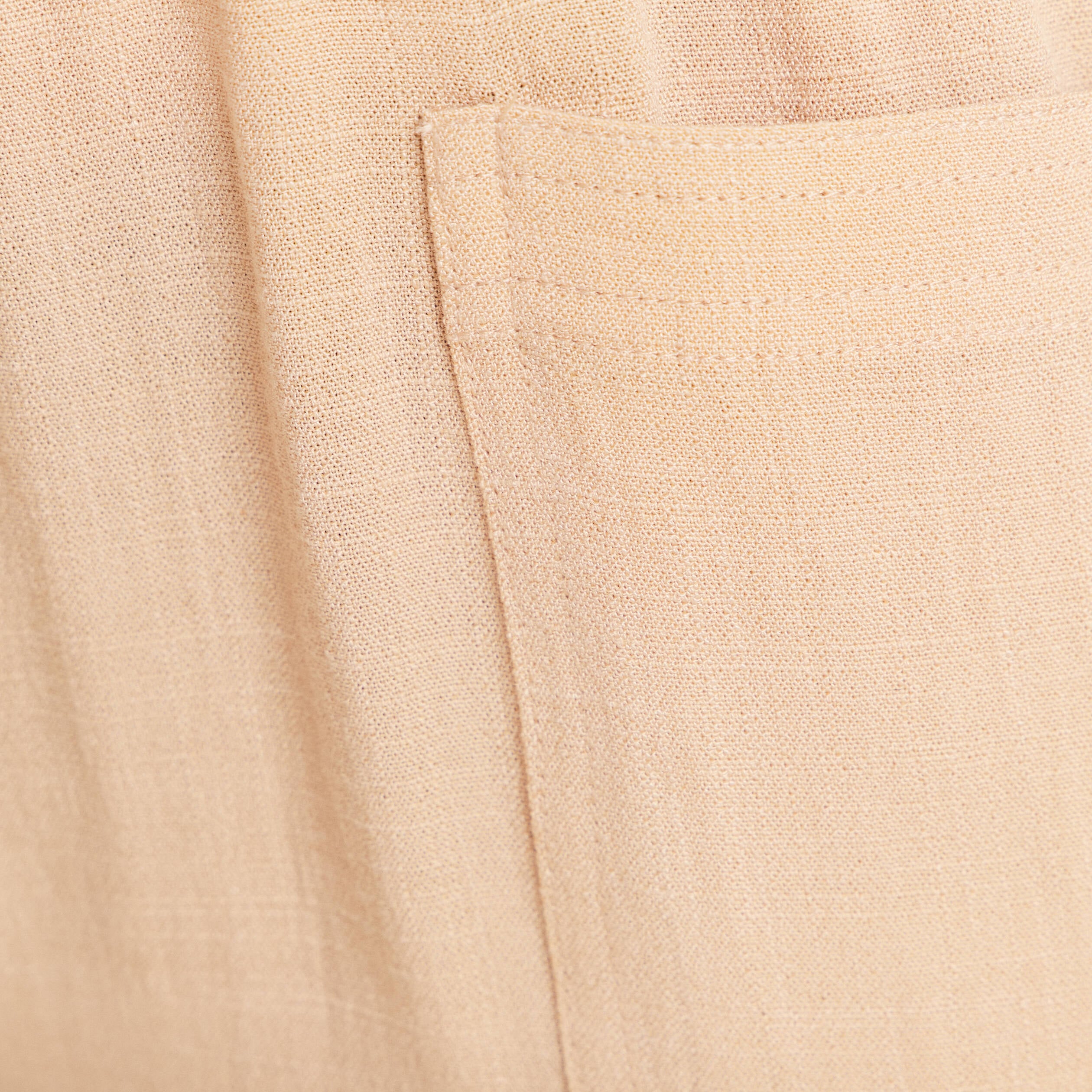 Pantalon mom 7/8&egrave;me en coton beige femme