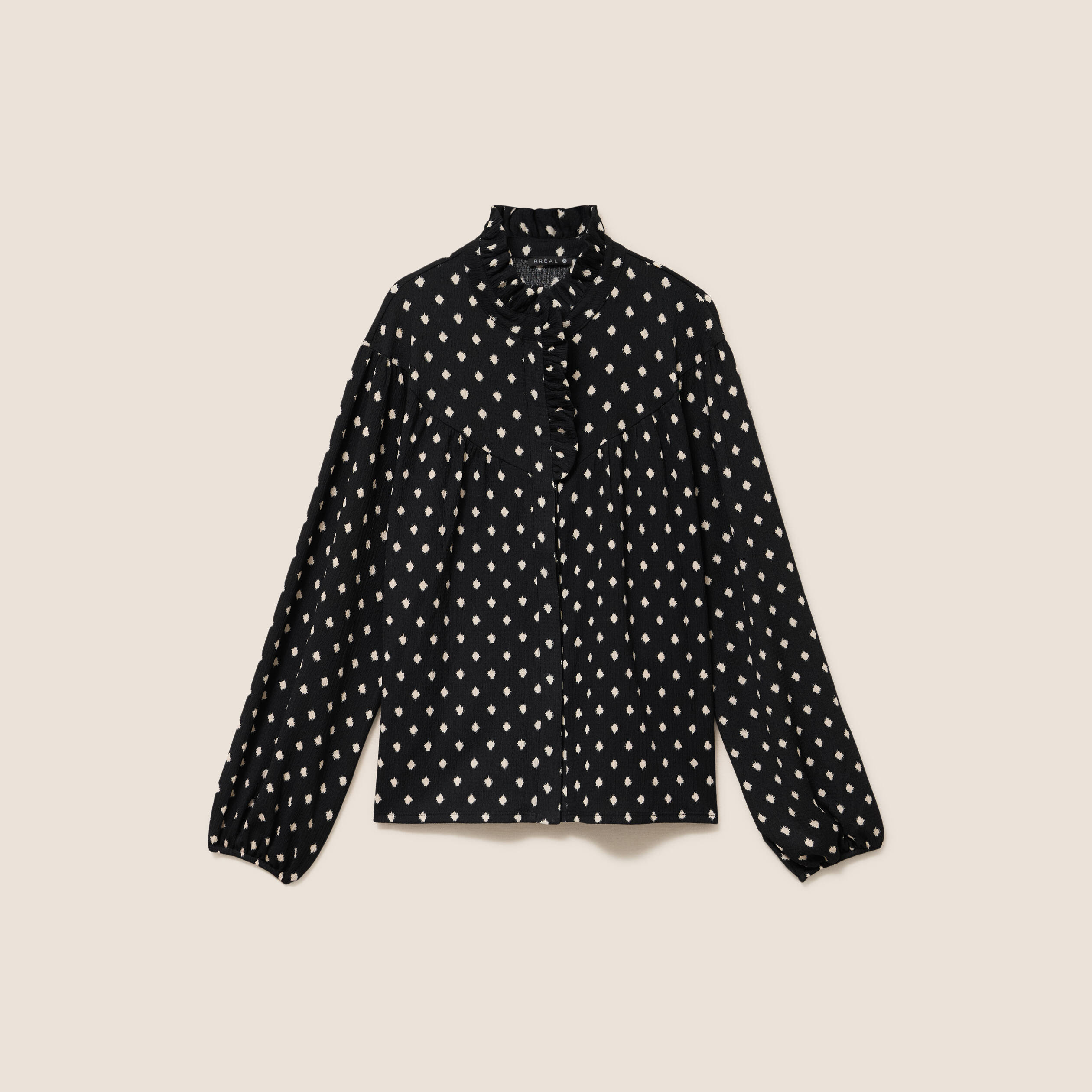 Blouse droite manches longues noir femme