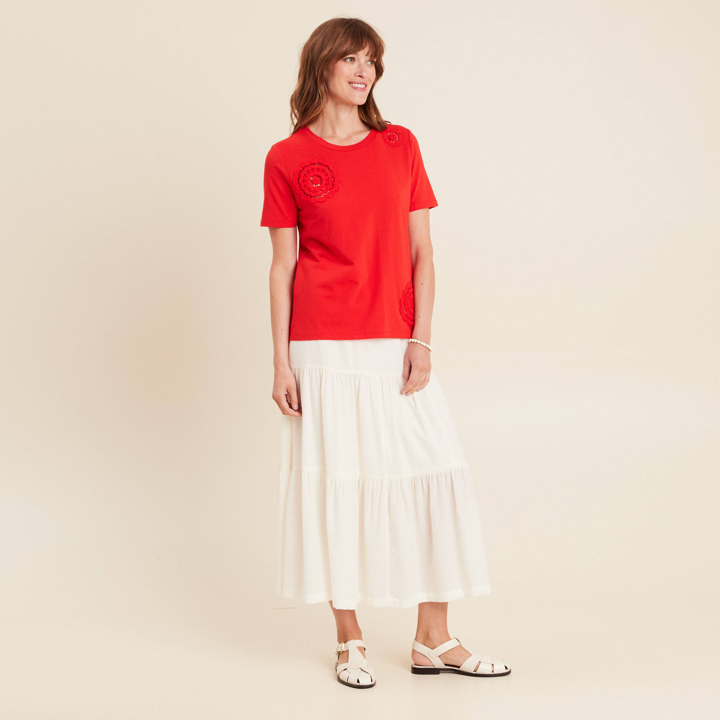 t shirt manches courtes rouge femme T-shirt manches courtes rouge femme