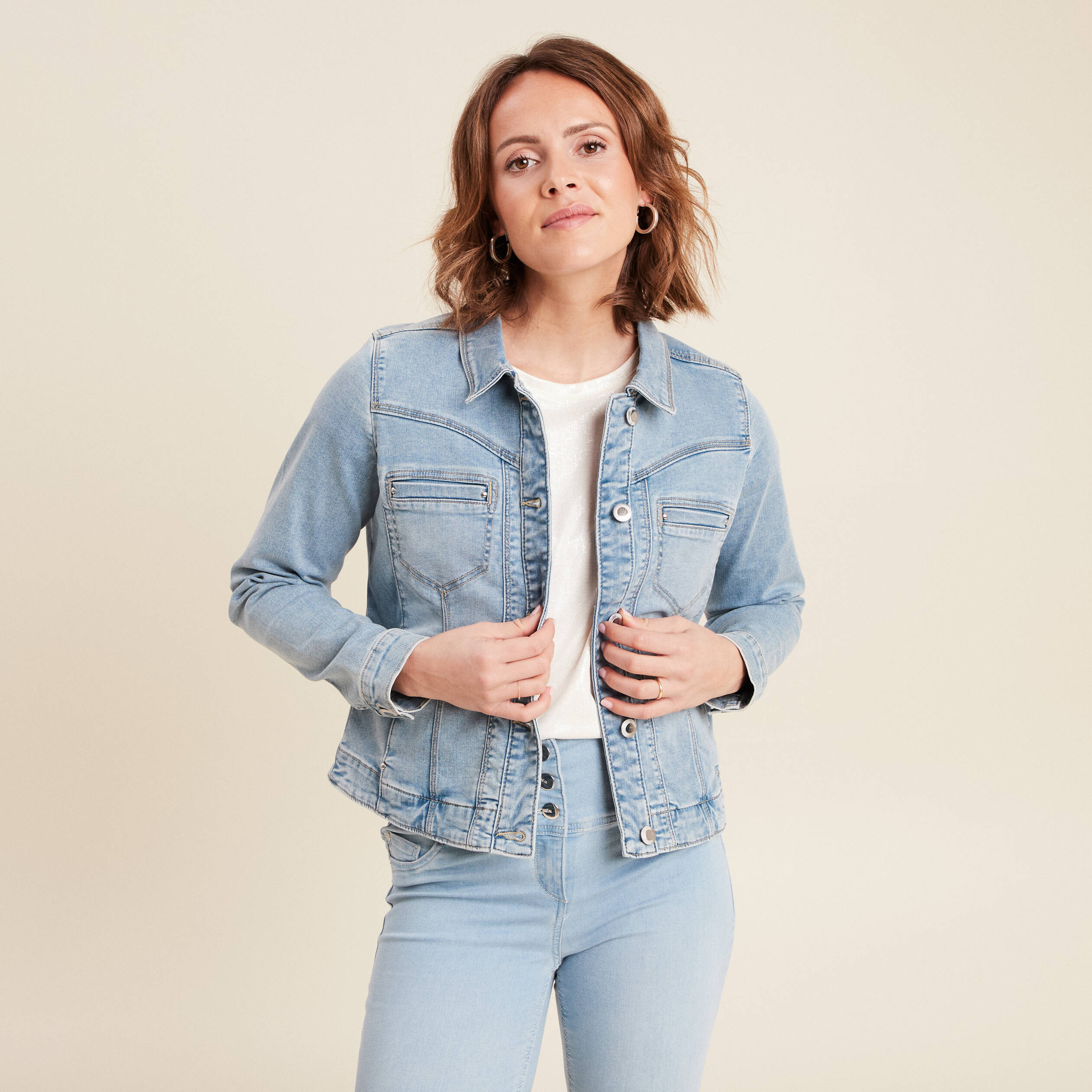 blouson en jean denim baby bleu femme Blouson en jean denim baby bleu femme