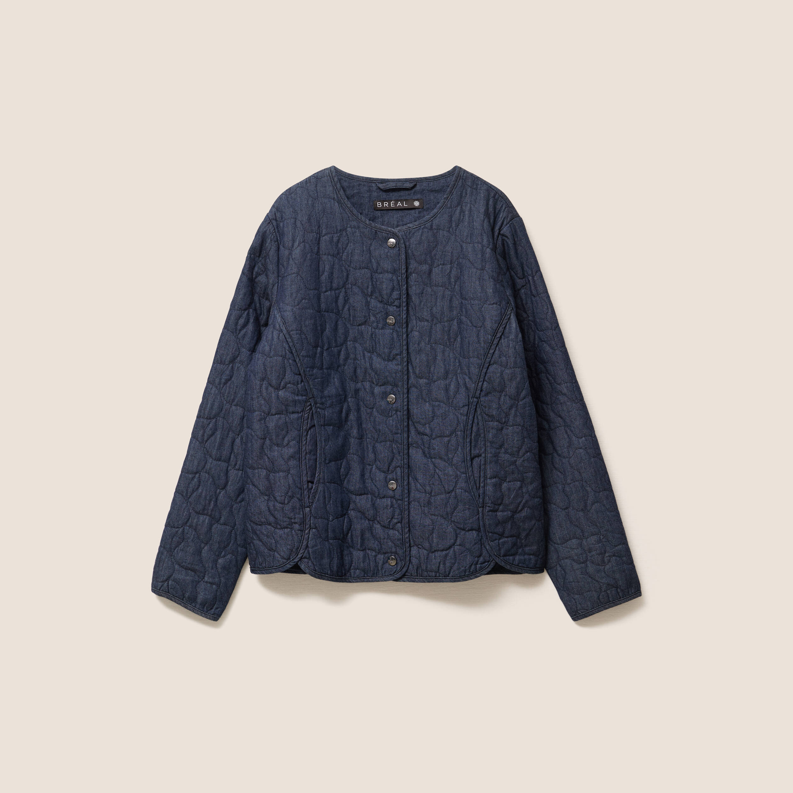 Doudoune doubl&eacute;e sans col denim brut femme