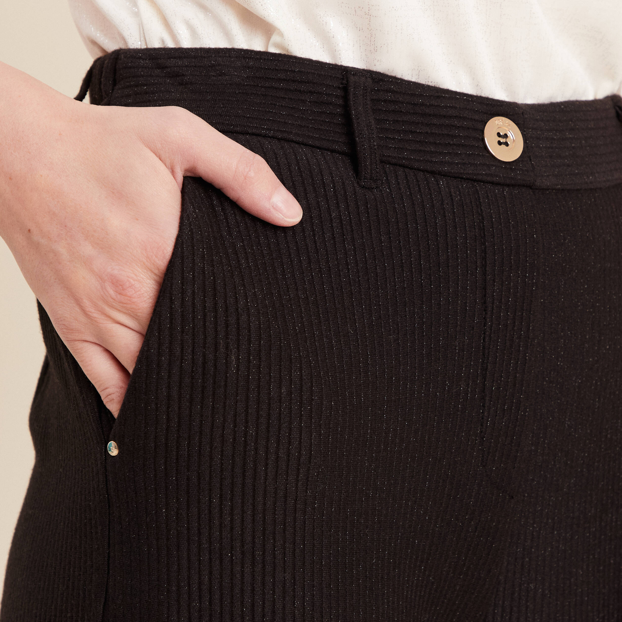 pantalon tricot large noir femme Pantalon tricot large noir femme