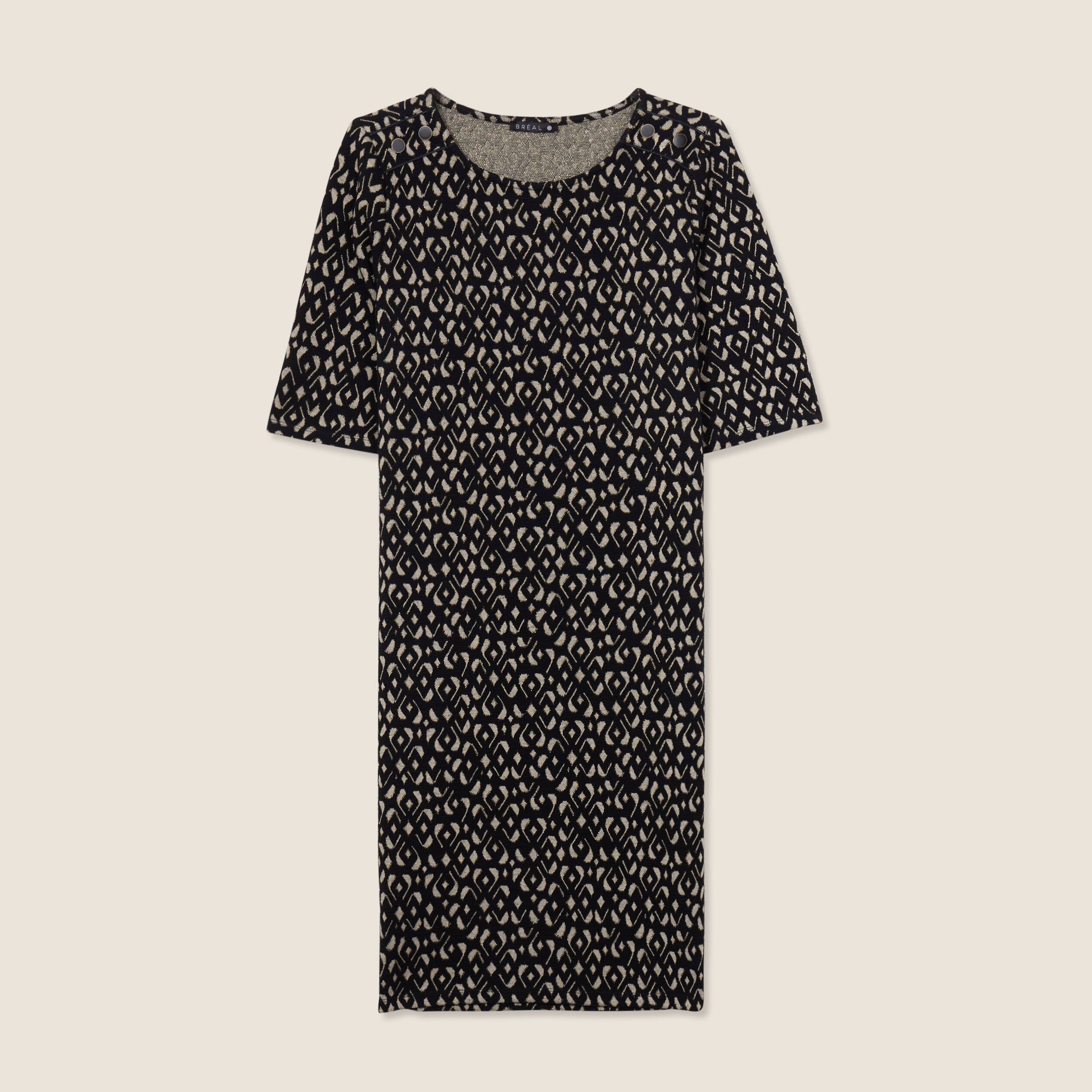 Robe droite manches courtes noir femme