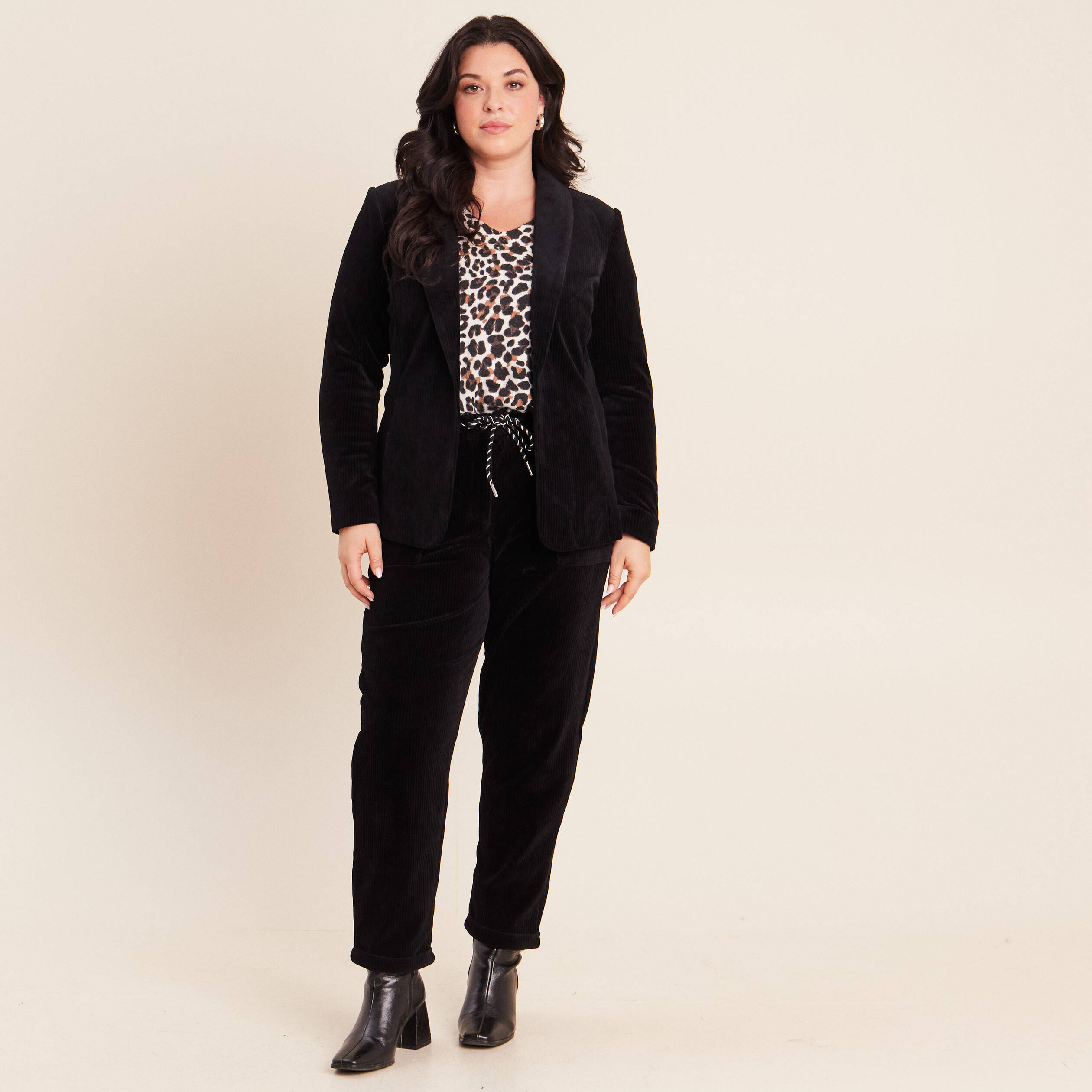 Veste tailleur velours noir femme