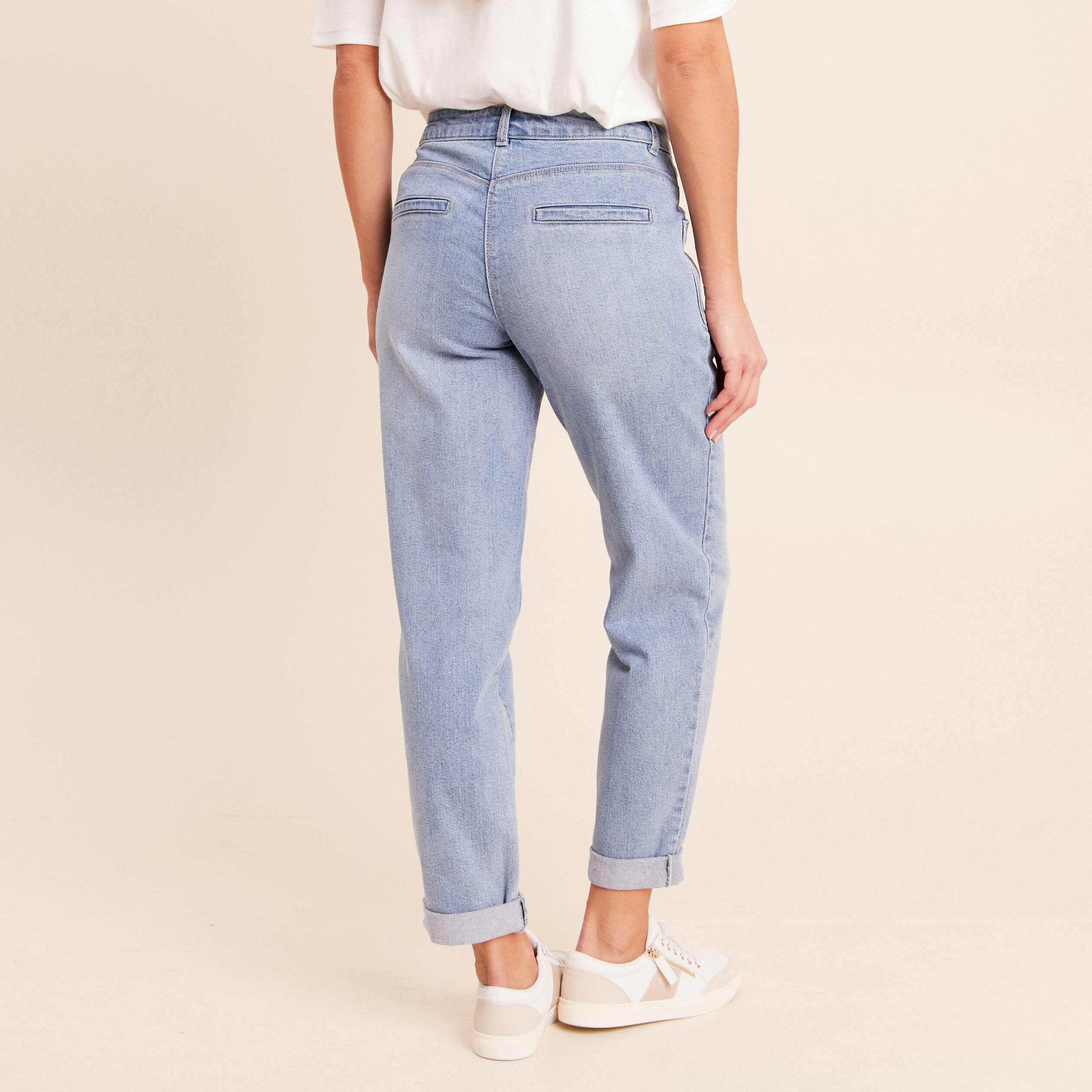 Jean coupe mom 7/8&egrave;me denim double stone femme