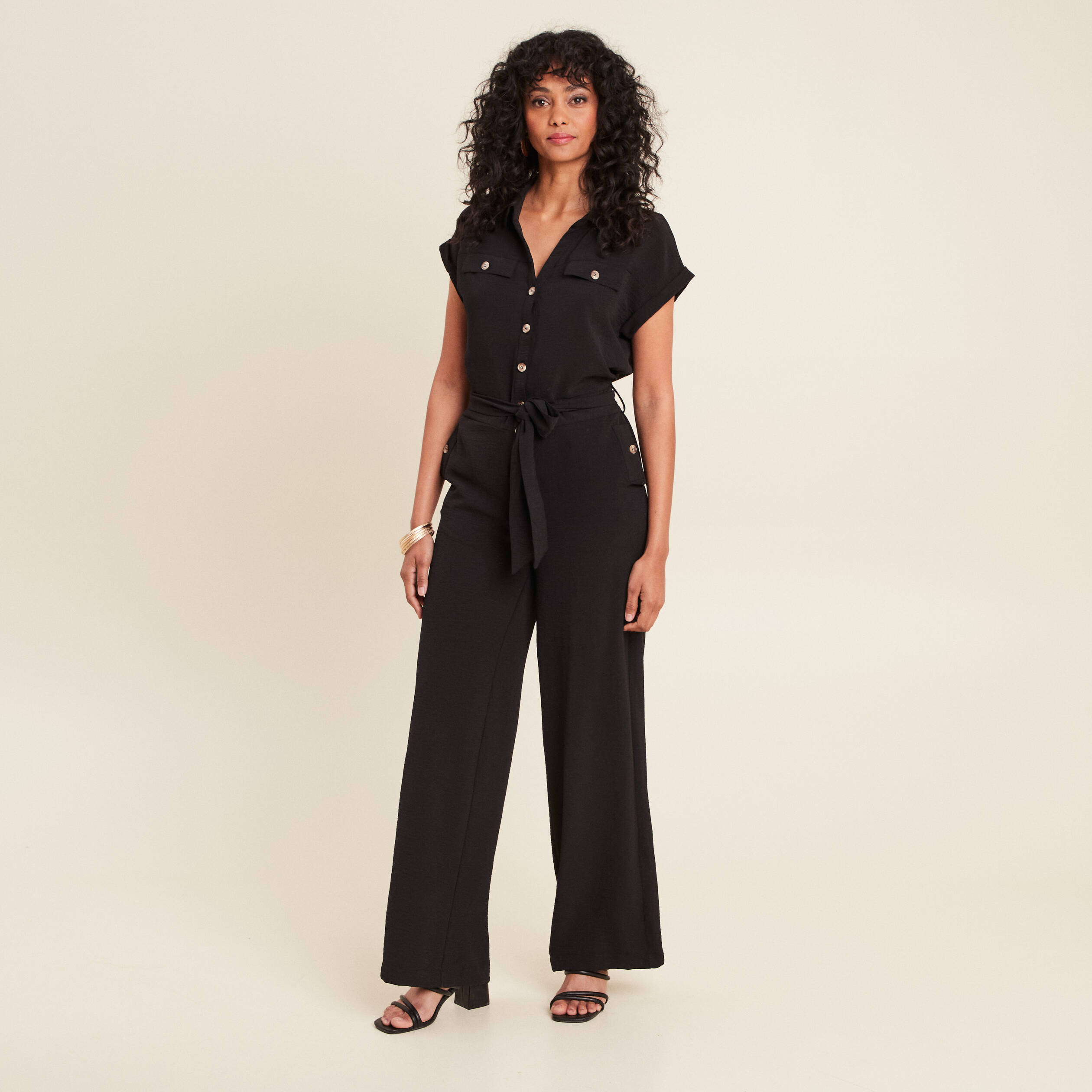 combinaison pantalon ceinturee noir femme Combinaison pantalon ceinturée noir femme