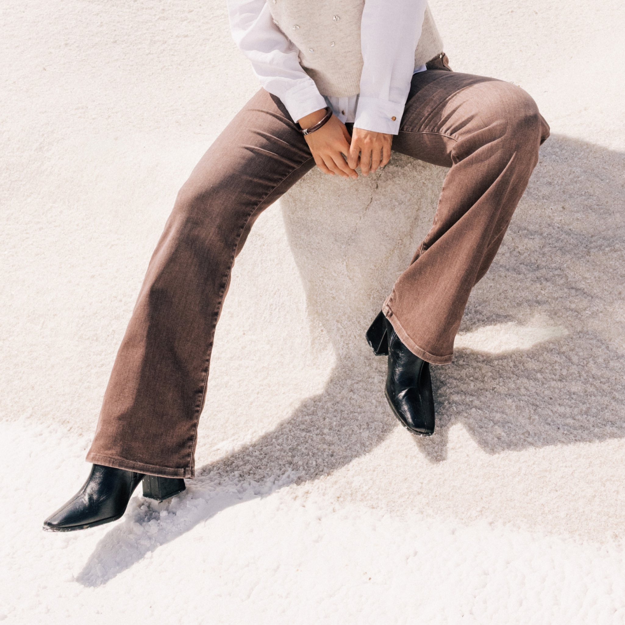 Jean magique L'Unique coupe bootcut marron clair femme