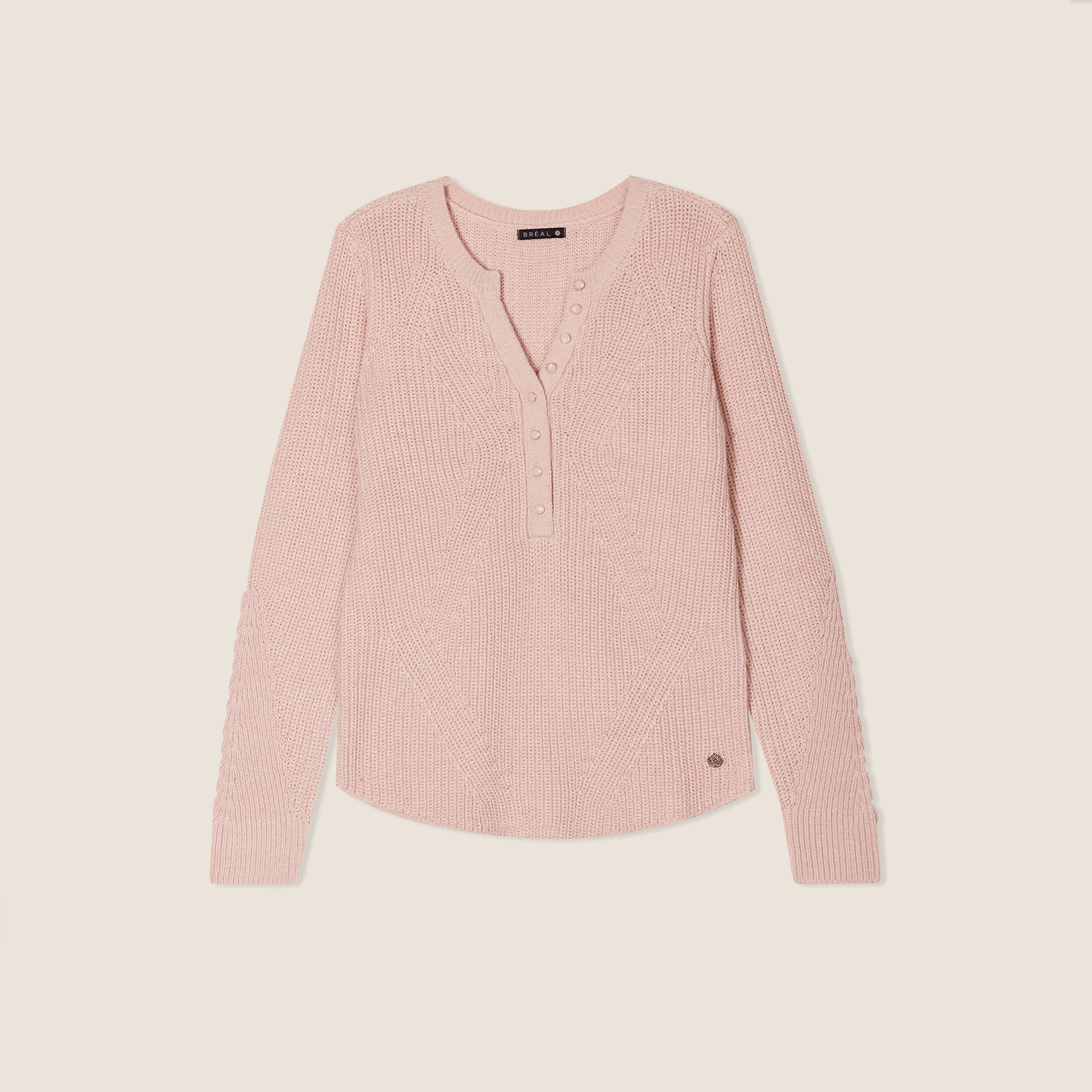 Pull manches longues vieux rose femme
