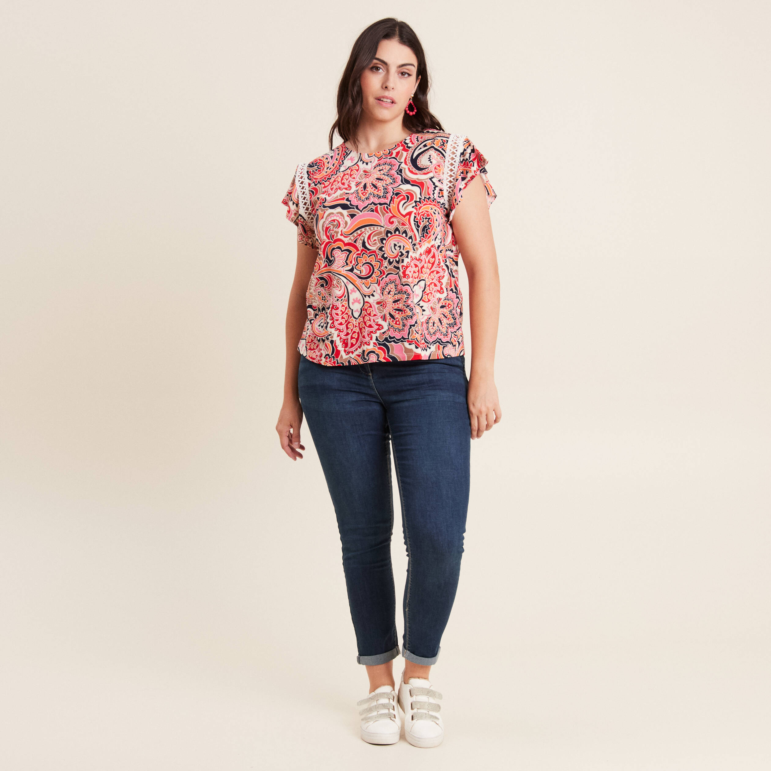 jeans ajuste taille standard 78eme denim brut femme Jeans ajusté taille standard 7/8ème denim brut femme