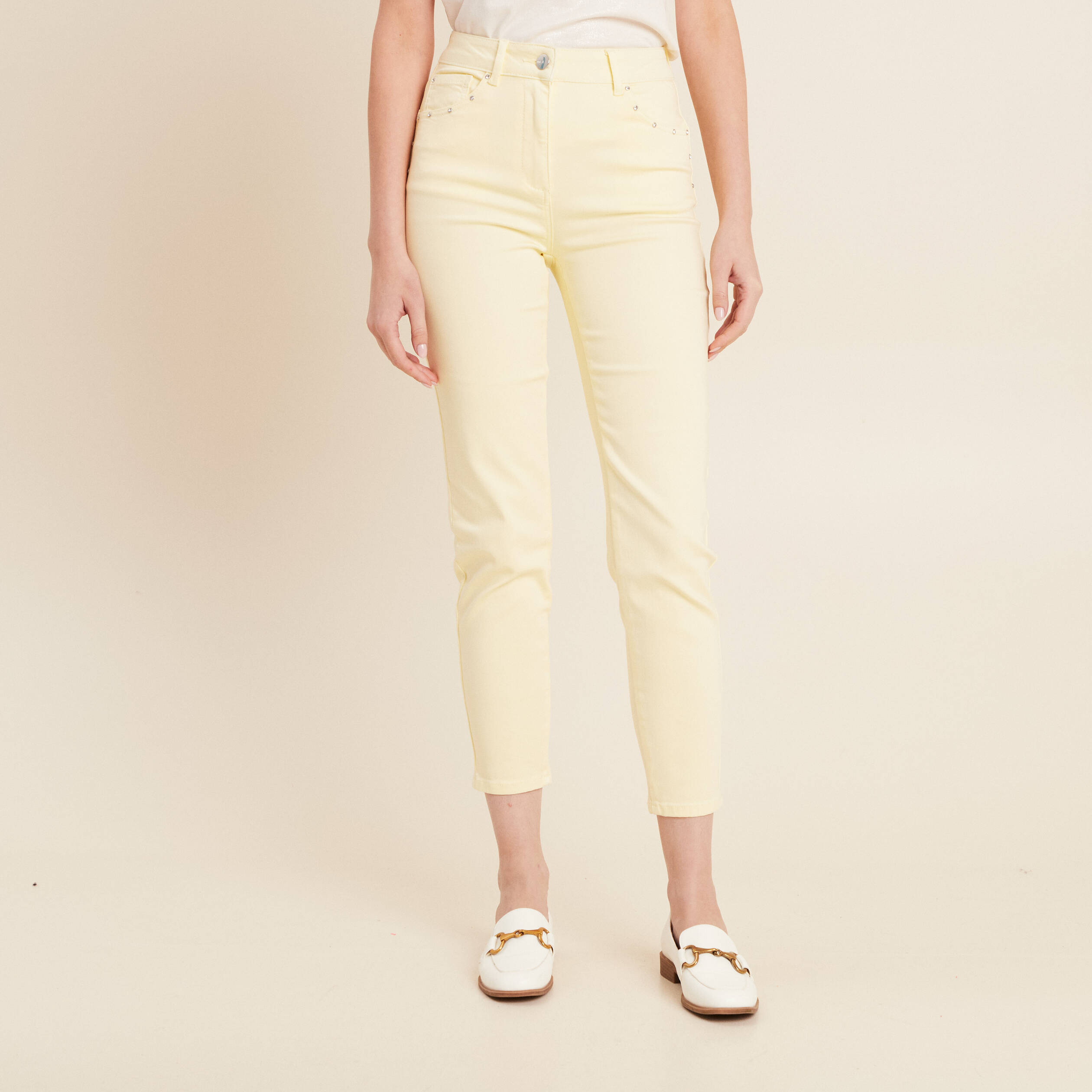 pantalon ajuste 78eme jaune clair femme Pantalon ajusté 7/8ème jaune clair femme