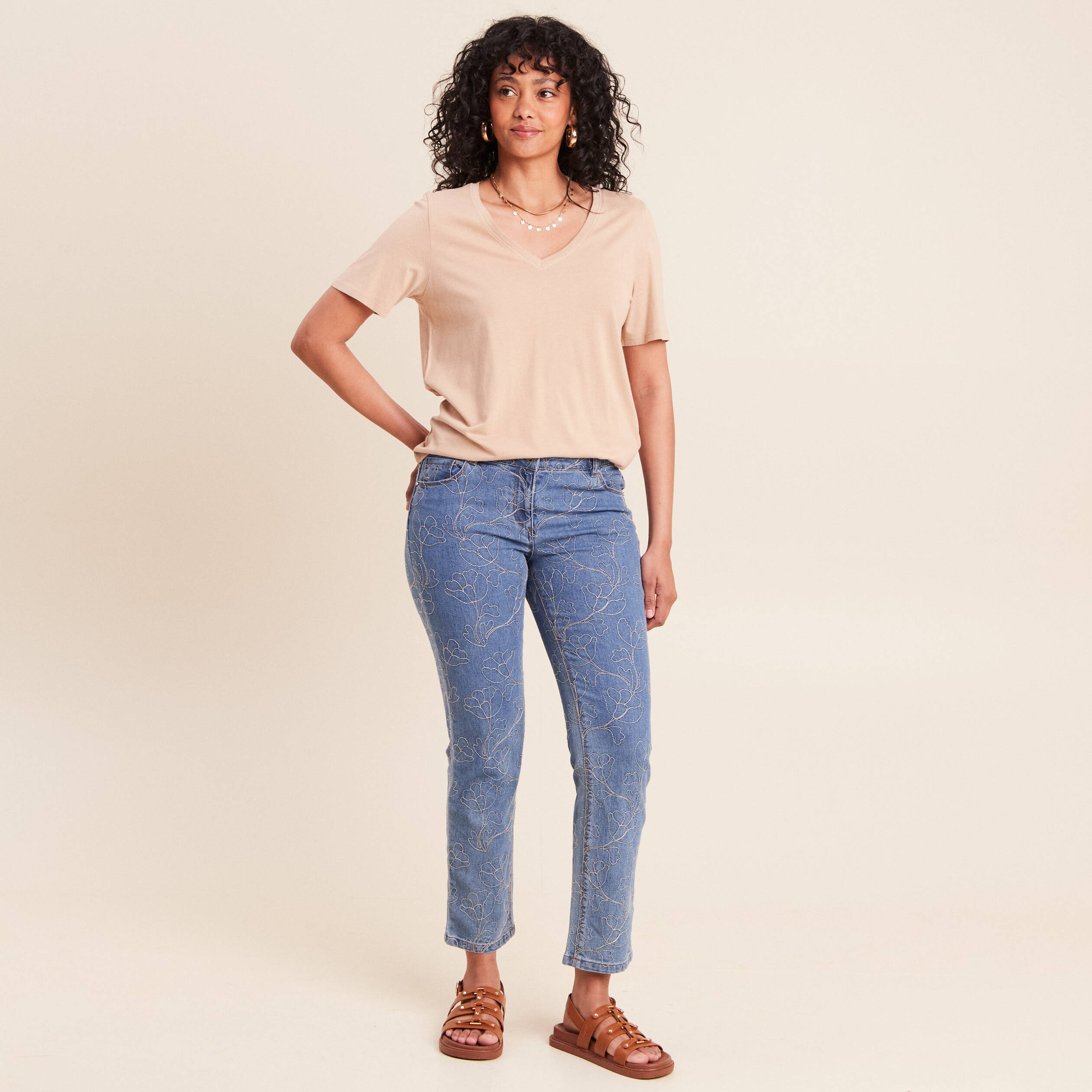 T-shirt manches courtes sable femme