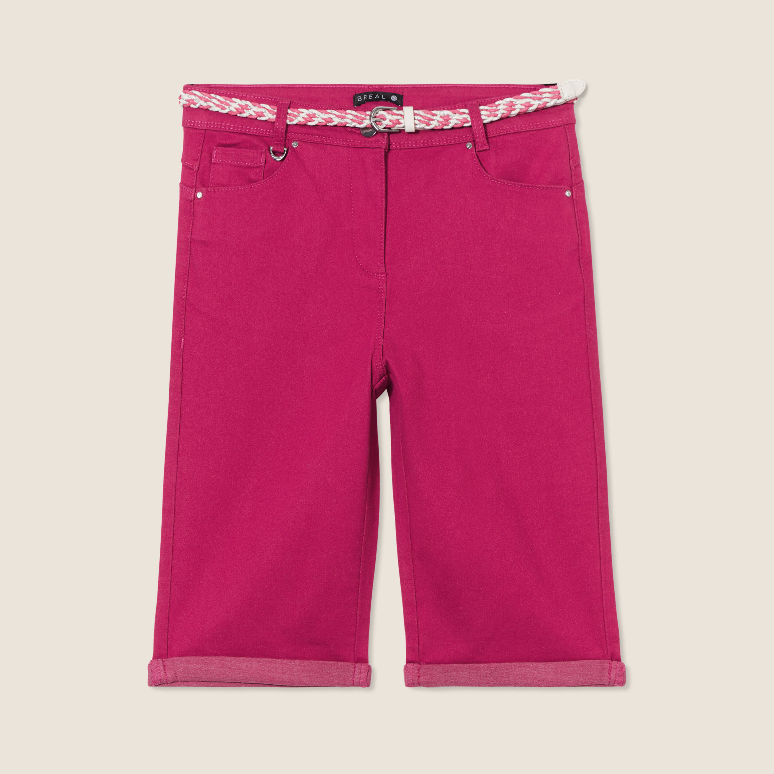 bermuda ajuste ceinture rose fushia femme Bermuda ajusté ceinturé rose fushia femme