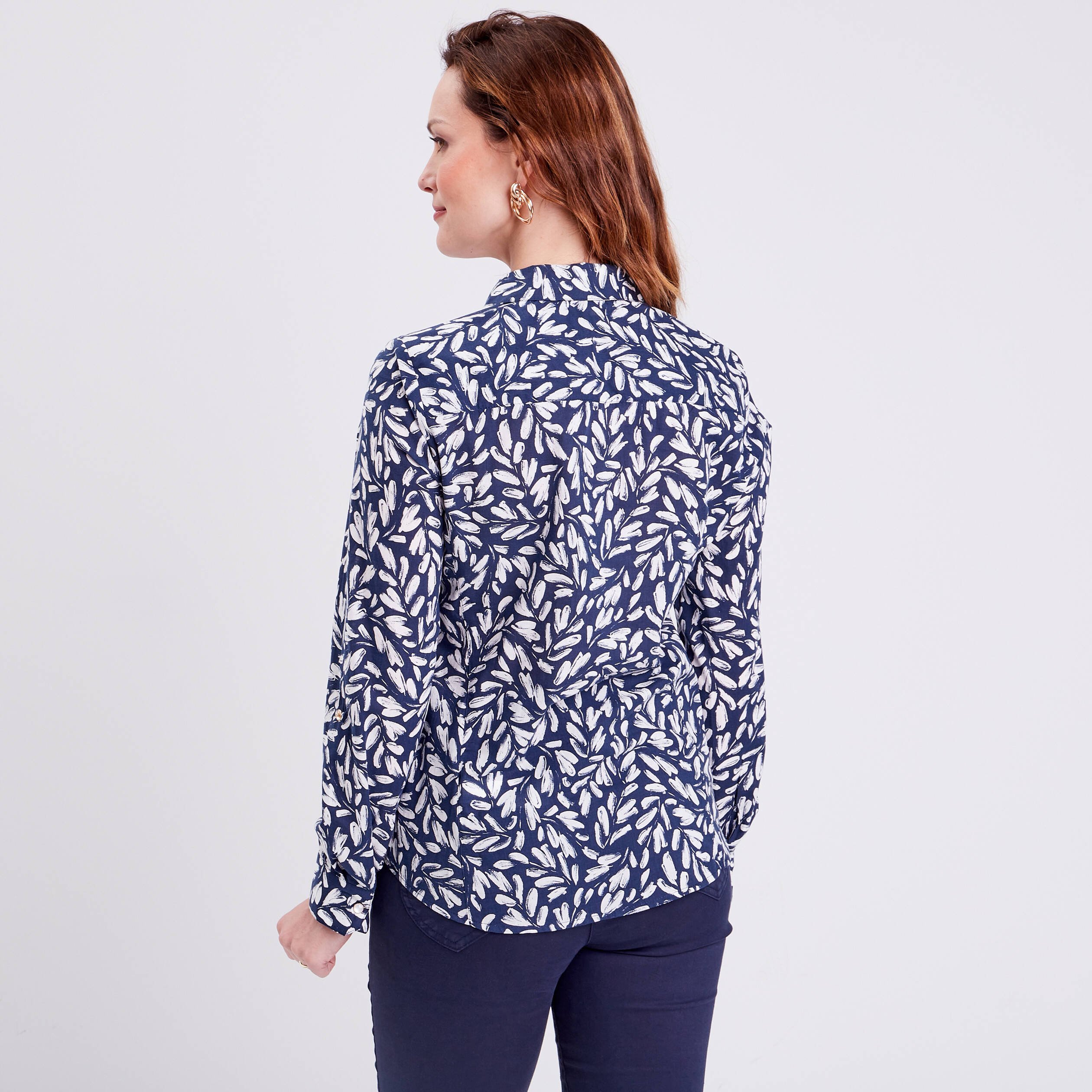 chemise manches longues bleu fonce femme Chemise manches longues bleu foncé femme