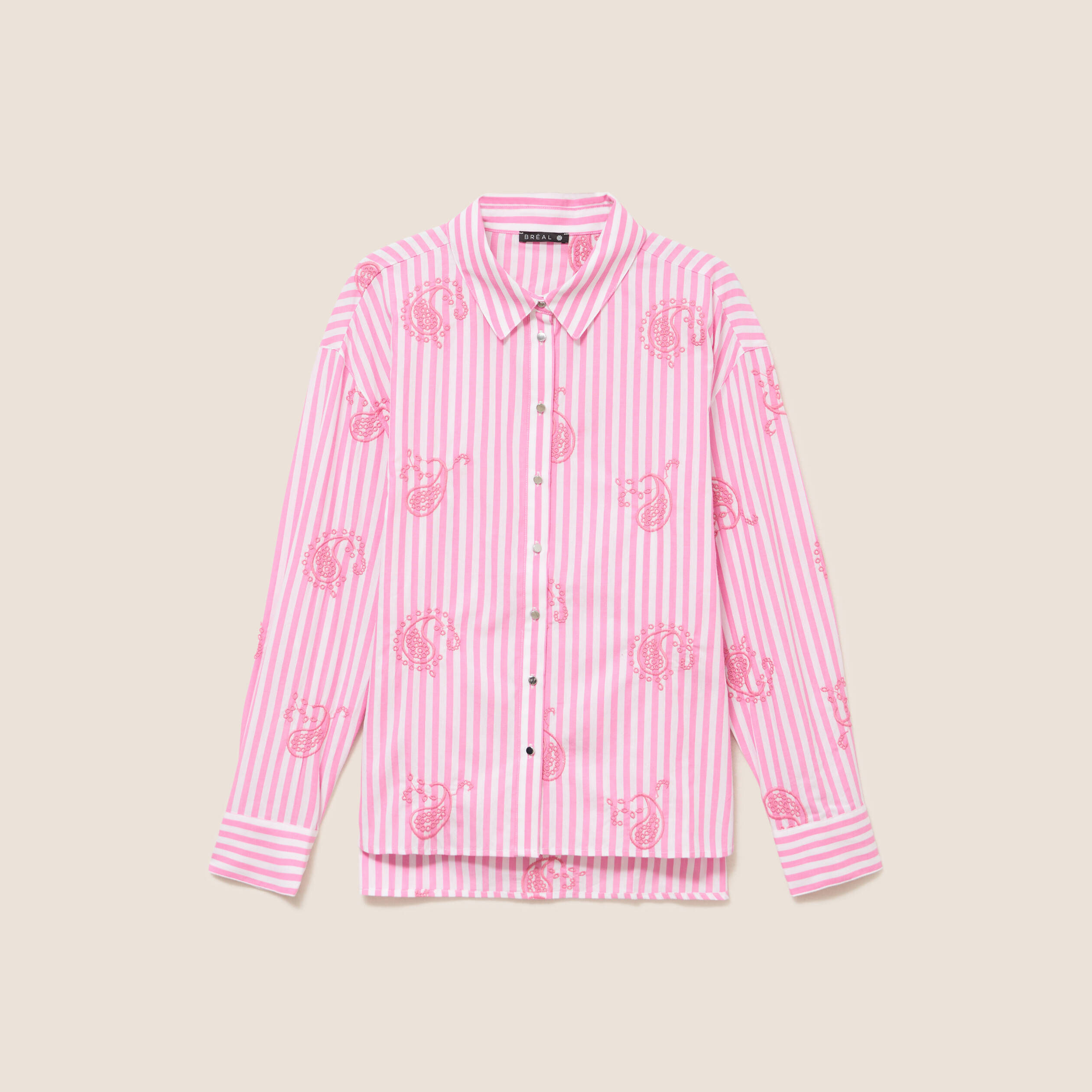 Chemise manches longues fluide rose femme