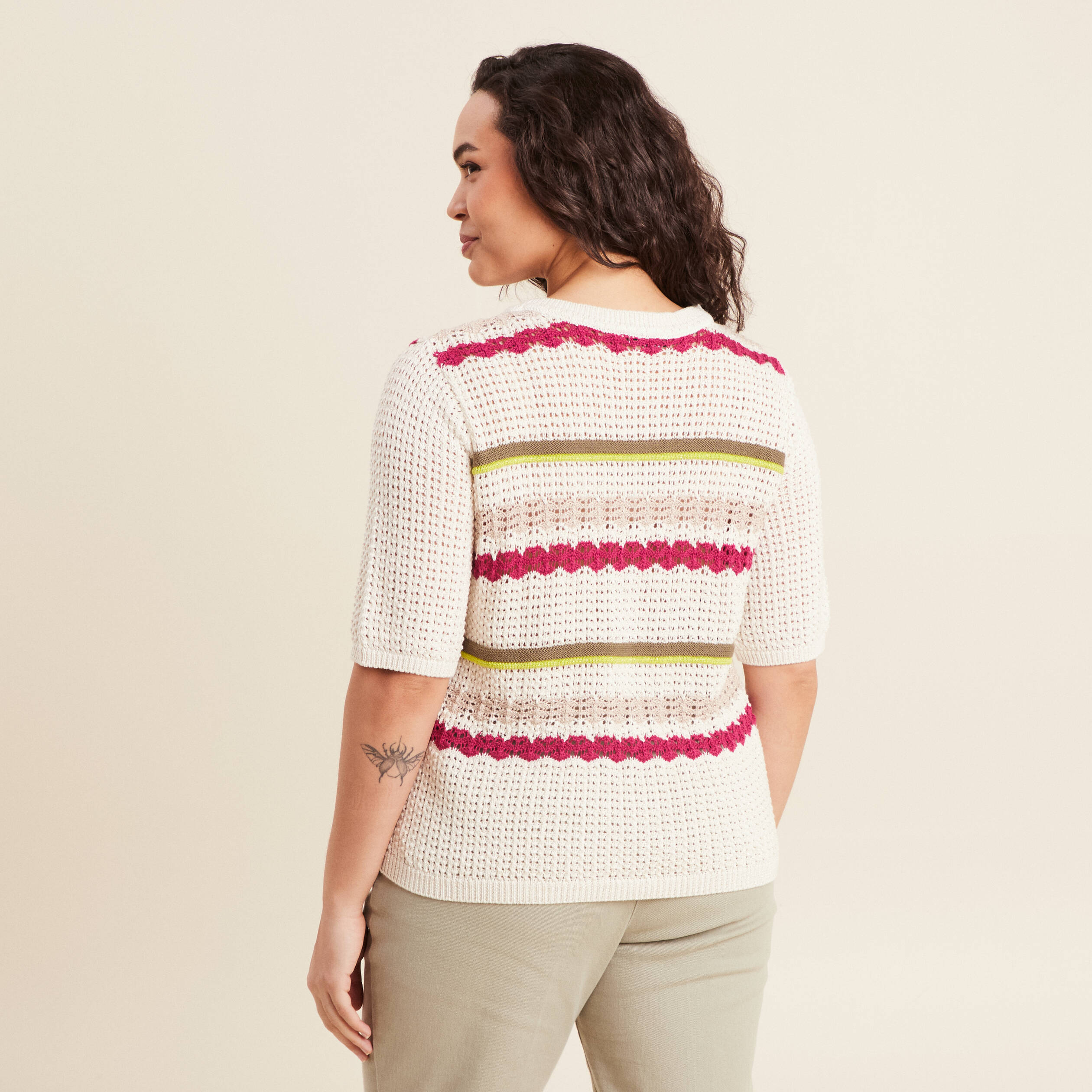 pull dentelle col bateau multicolore femme Pull dentelle col bateau multicolore femme
