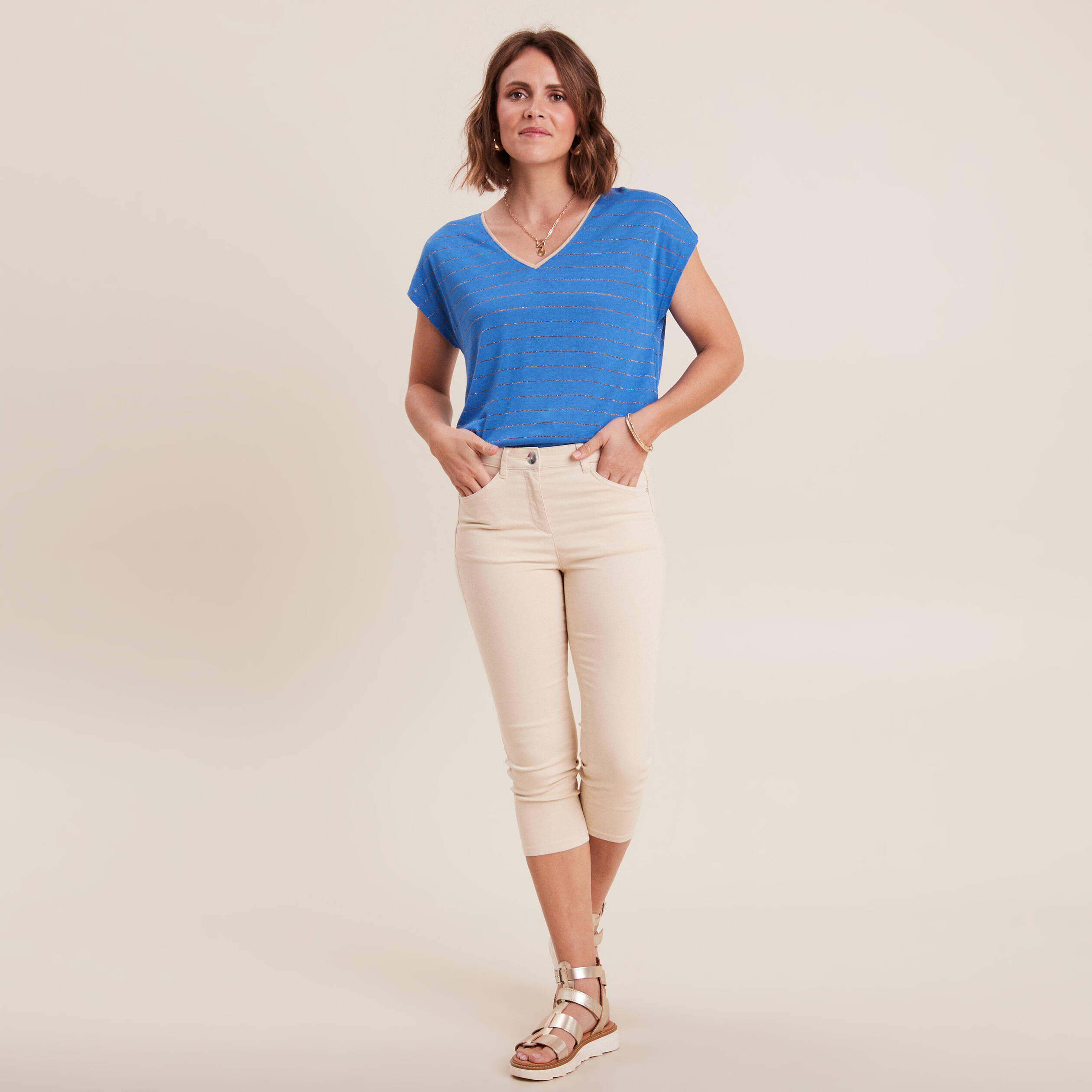 t shirt manches courtes bleu femme T-shirt manches courtes bleu femme
