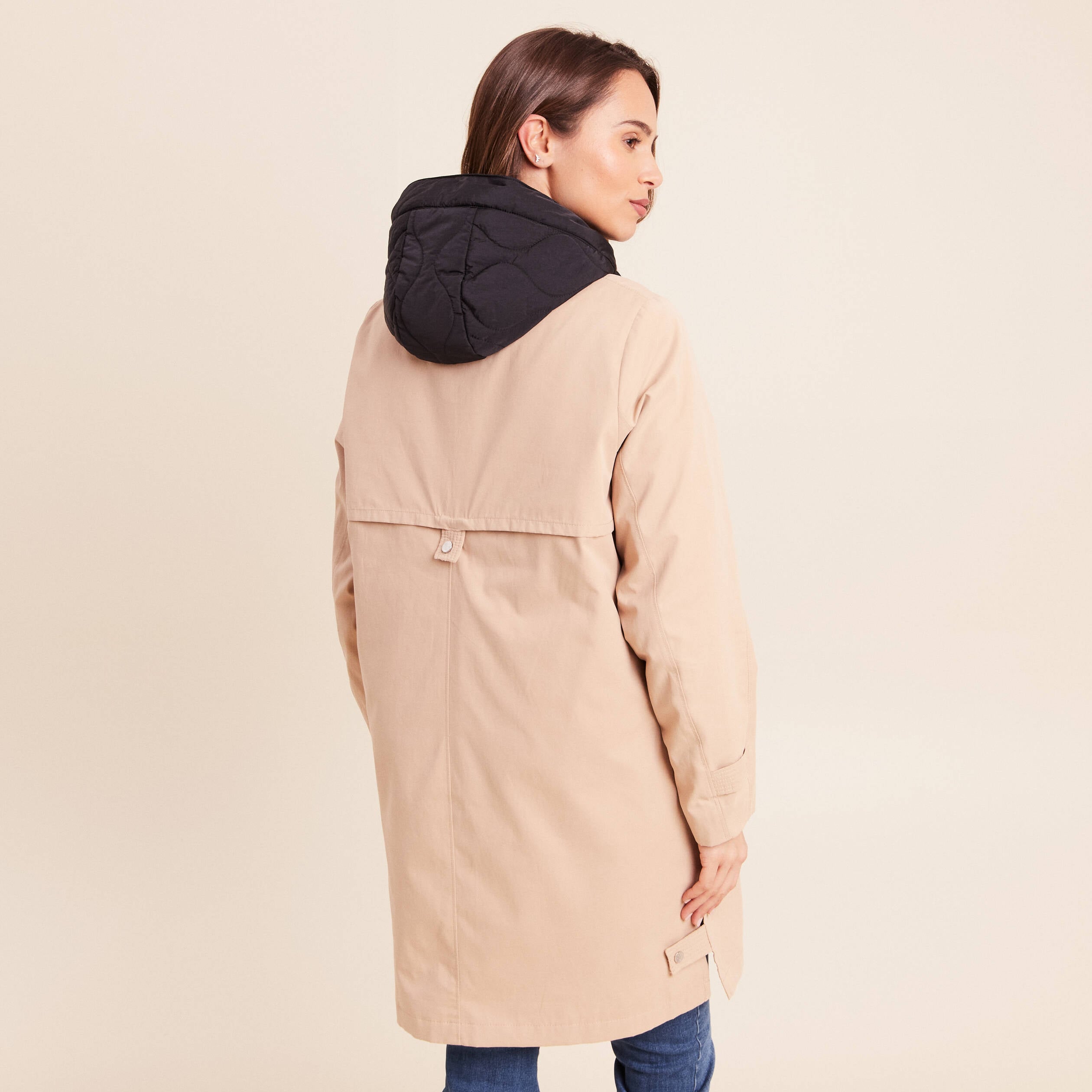 Trench doubl&eacute; satin&eacute; beige femme