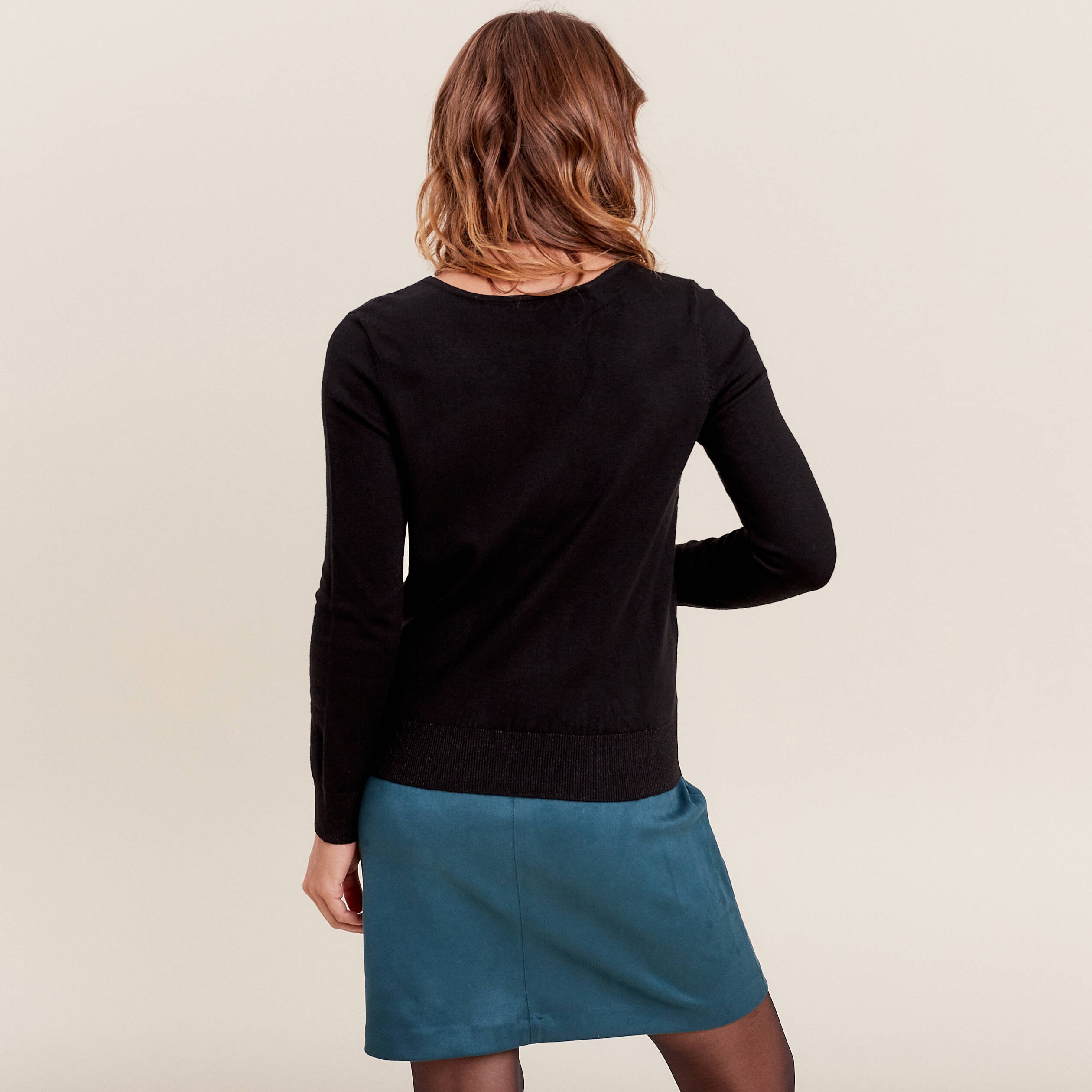 Pull manches longues noir femme