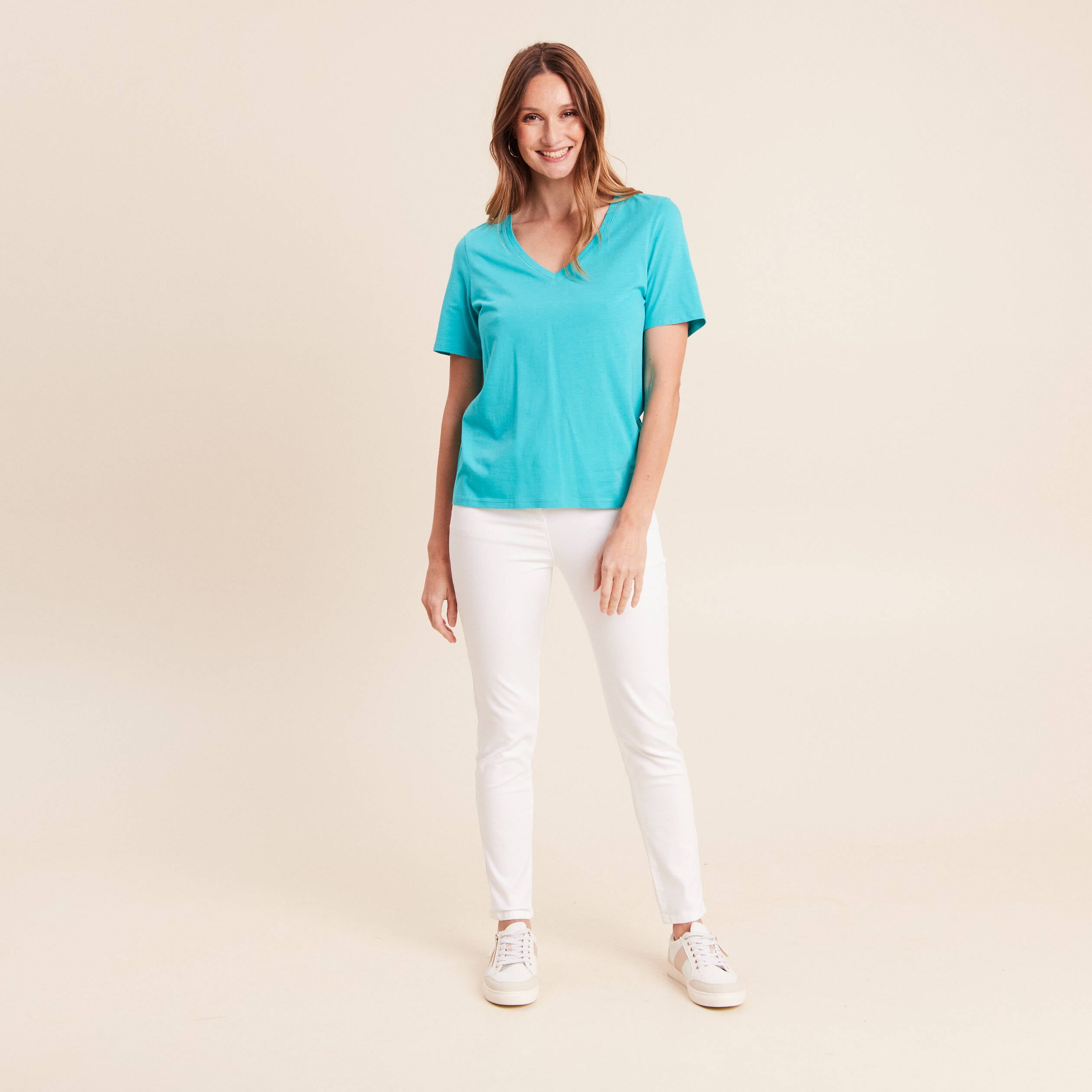 T-shirt manches courtes vert turquoise femme