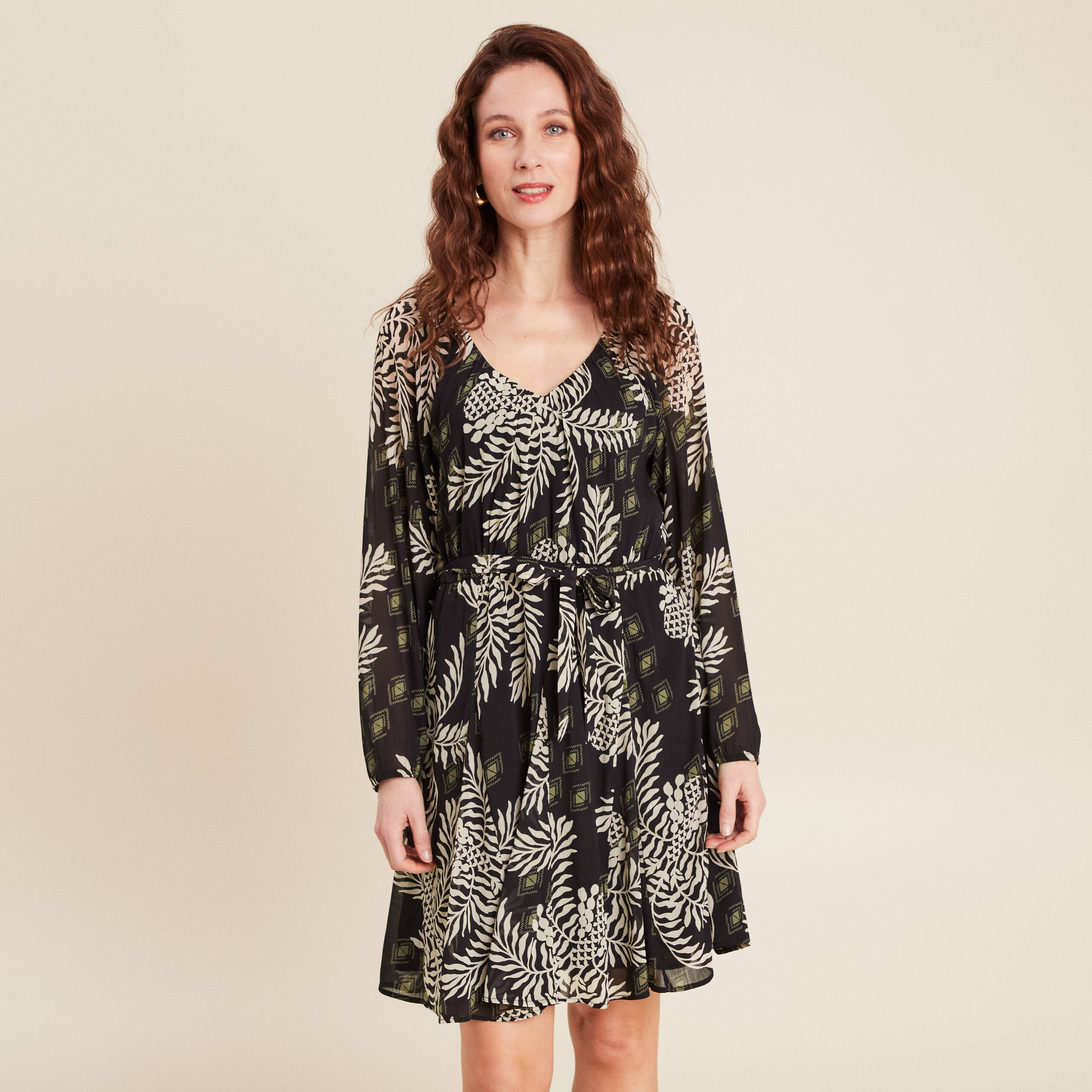 robe evasee manches 34 noir femme Robe évasée manches 3/4 noir femme