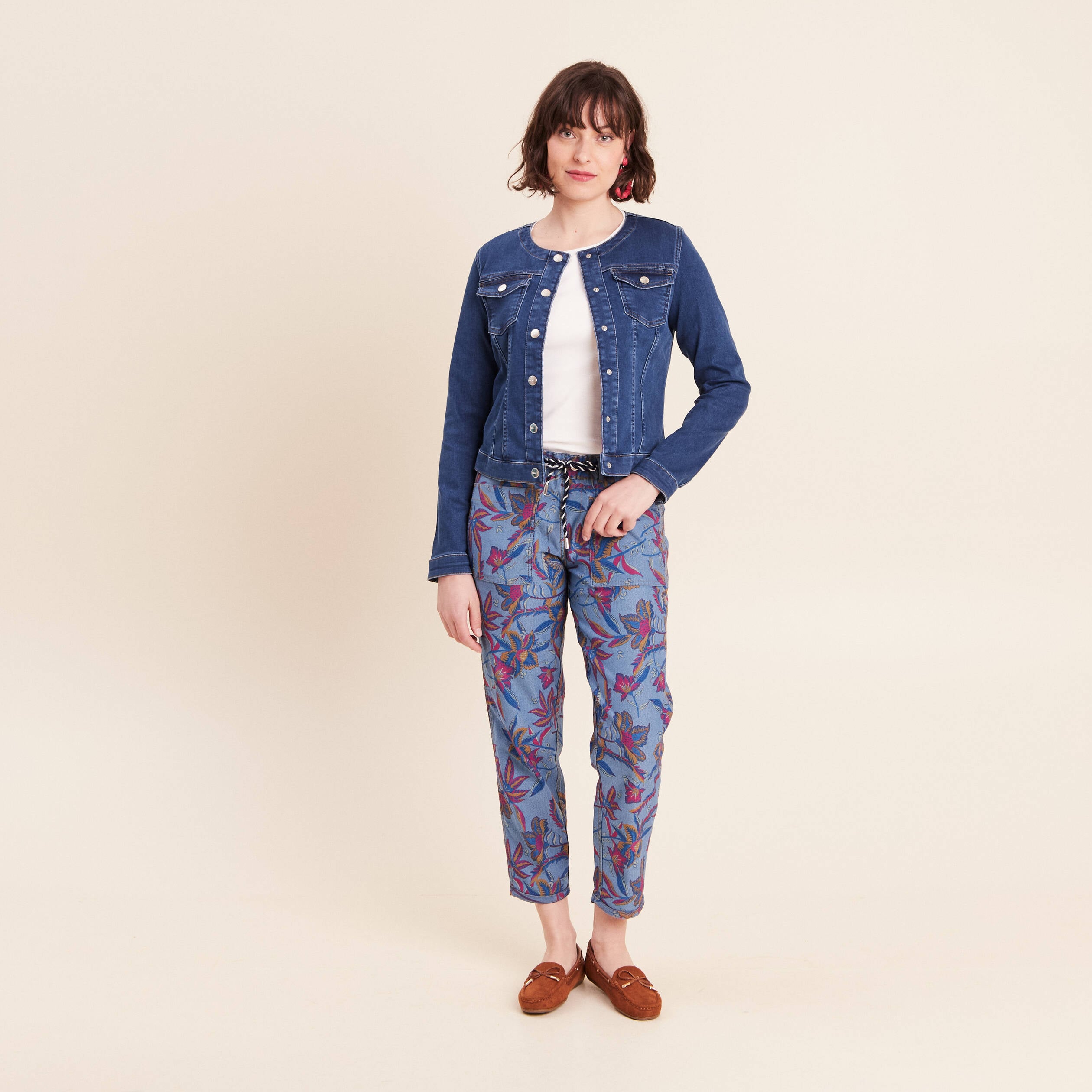 Veste r&eacute;versible cintr&eacute;e en jean bleu femme