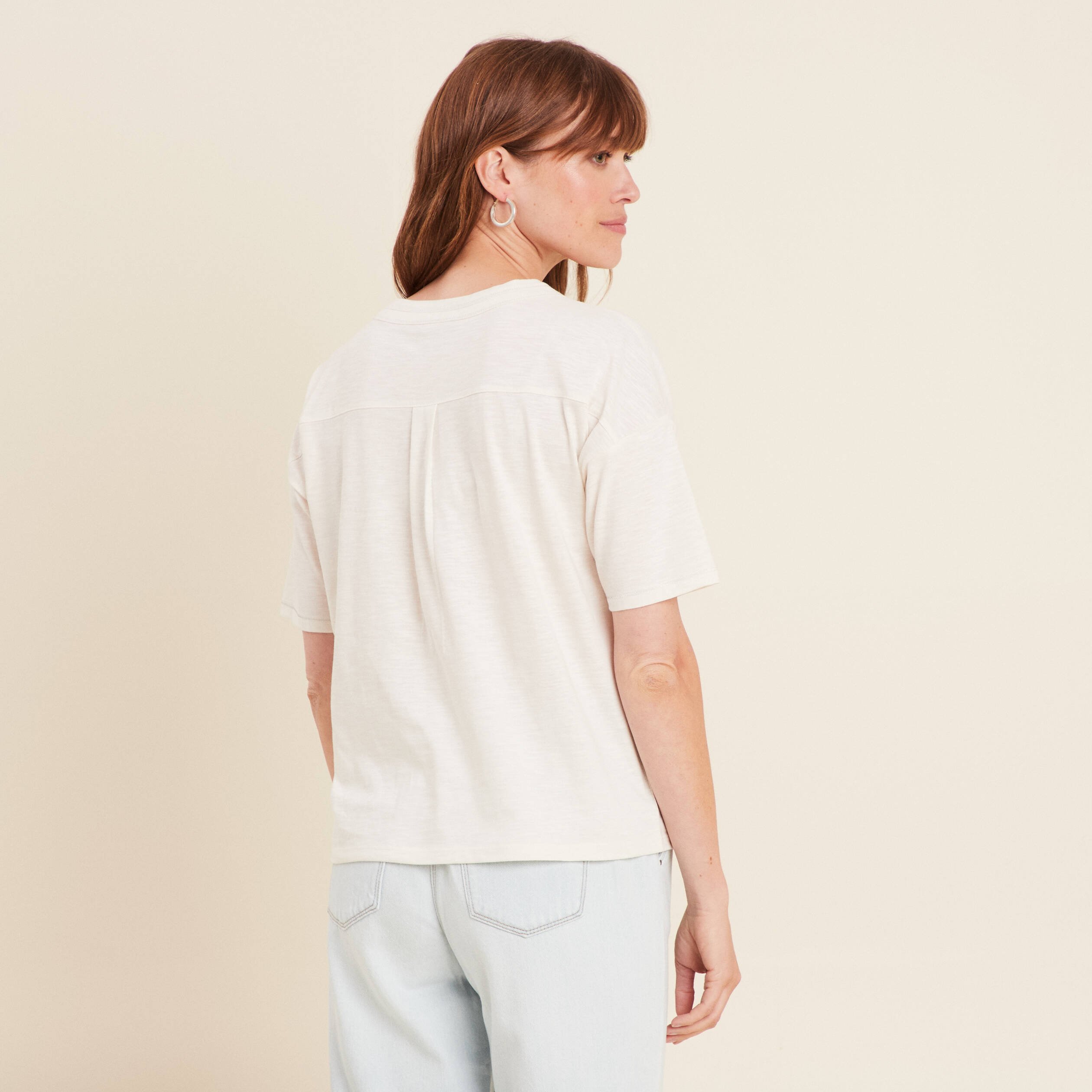 t shirt manches courtes ecru femme T-shirt manches courtes ecru femme